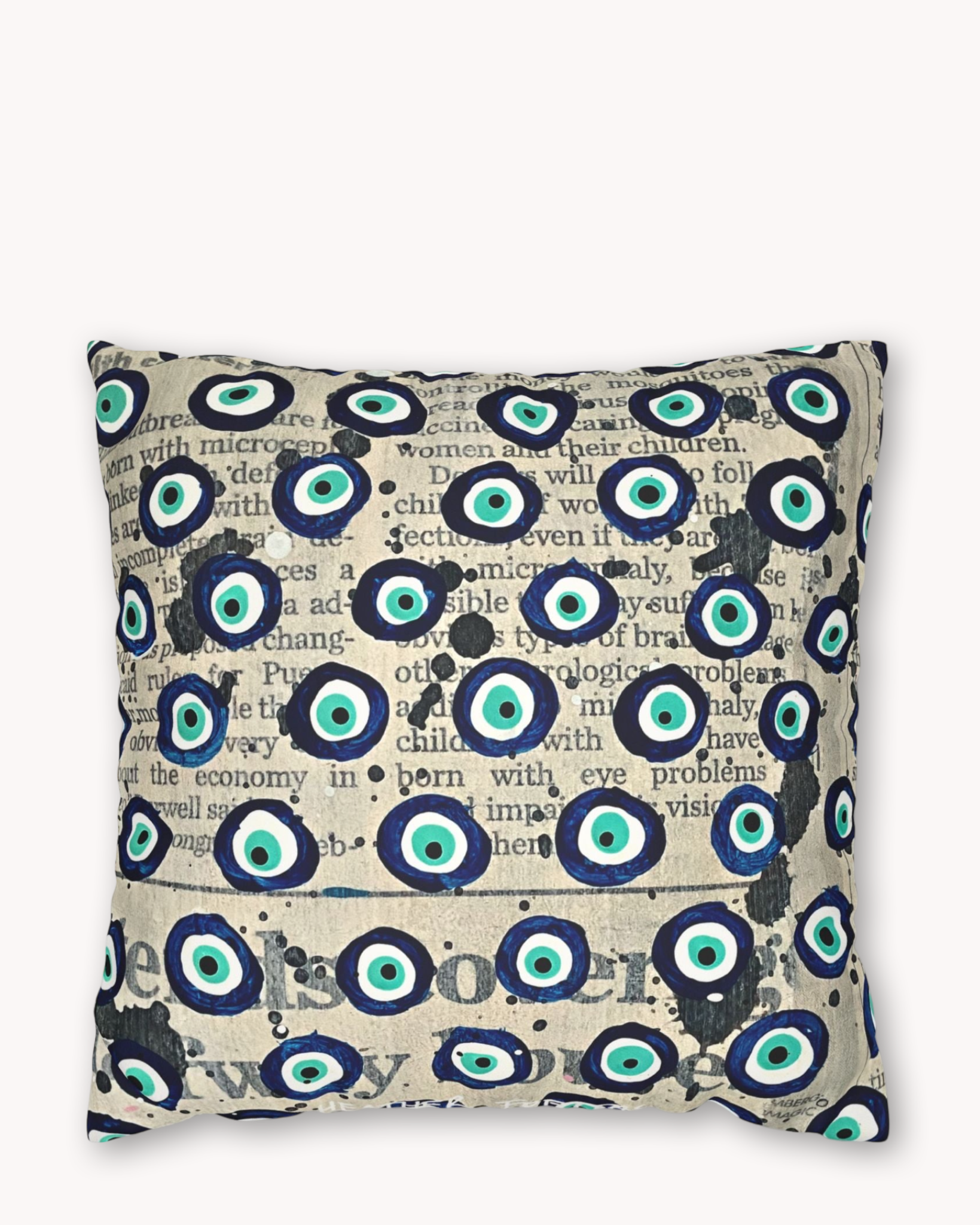 Evil Eye Energy Check Faux Suede Pillow