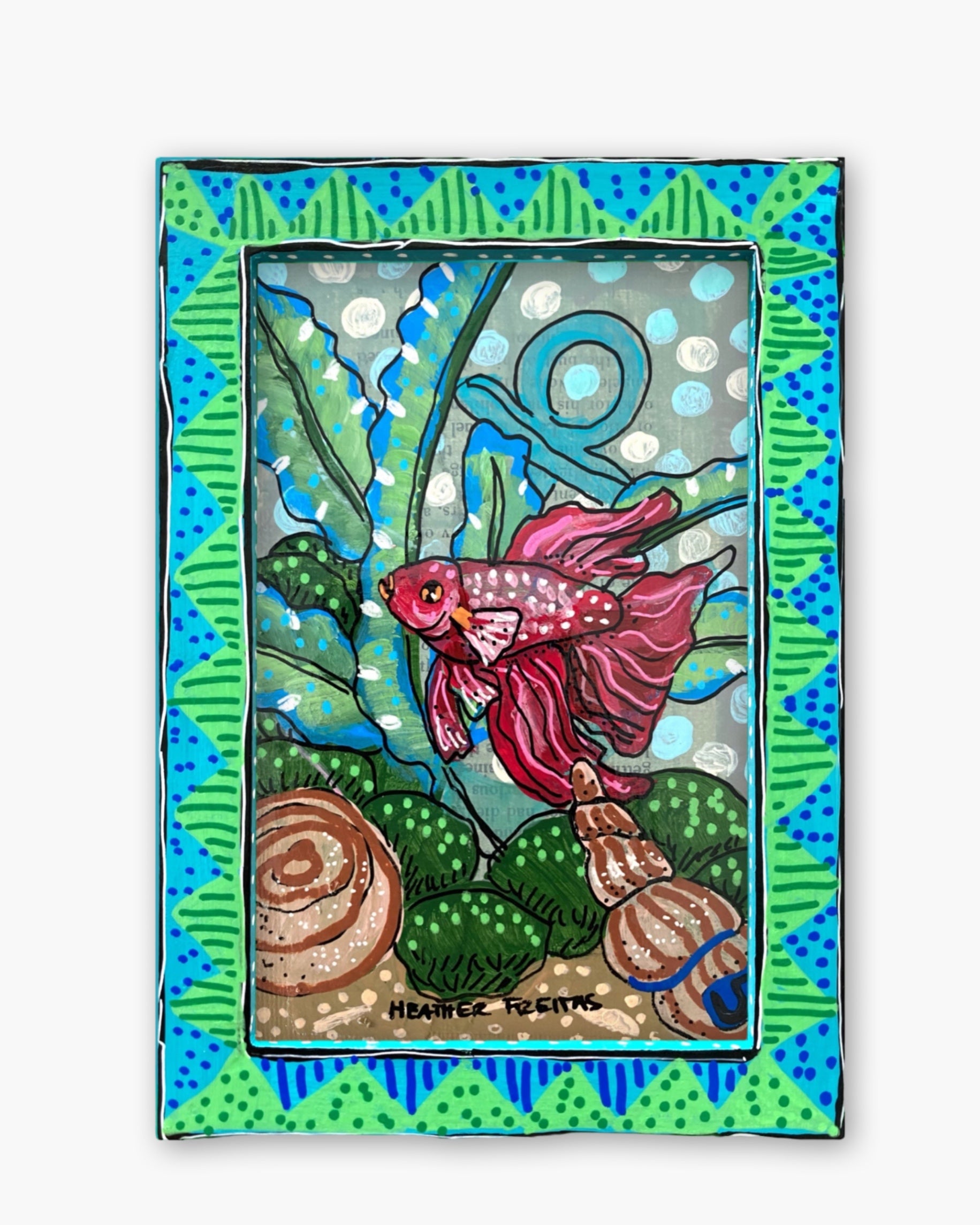 Red Anchor Betta ( Original Painting In Hand Painted Frame )