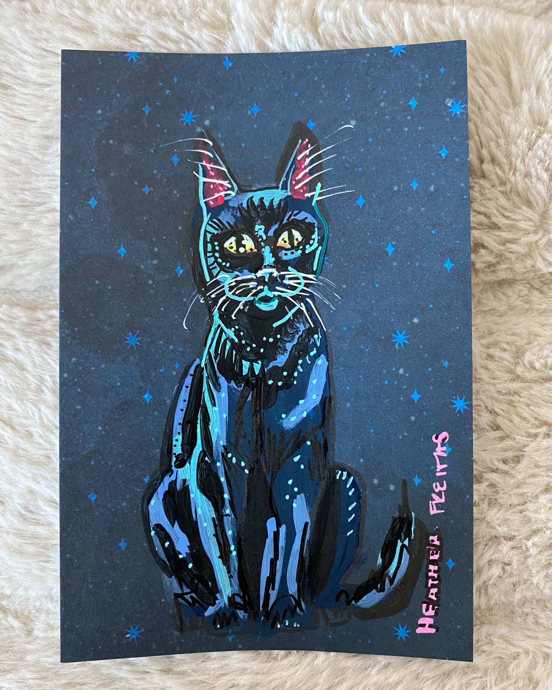 Moody Black Cat ( Original Painting )