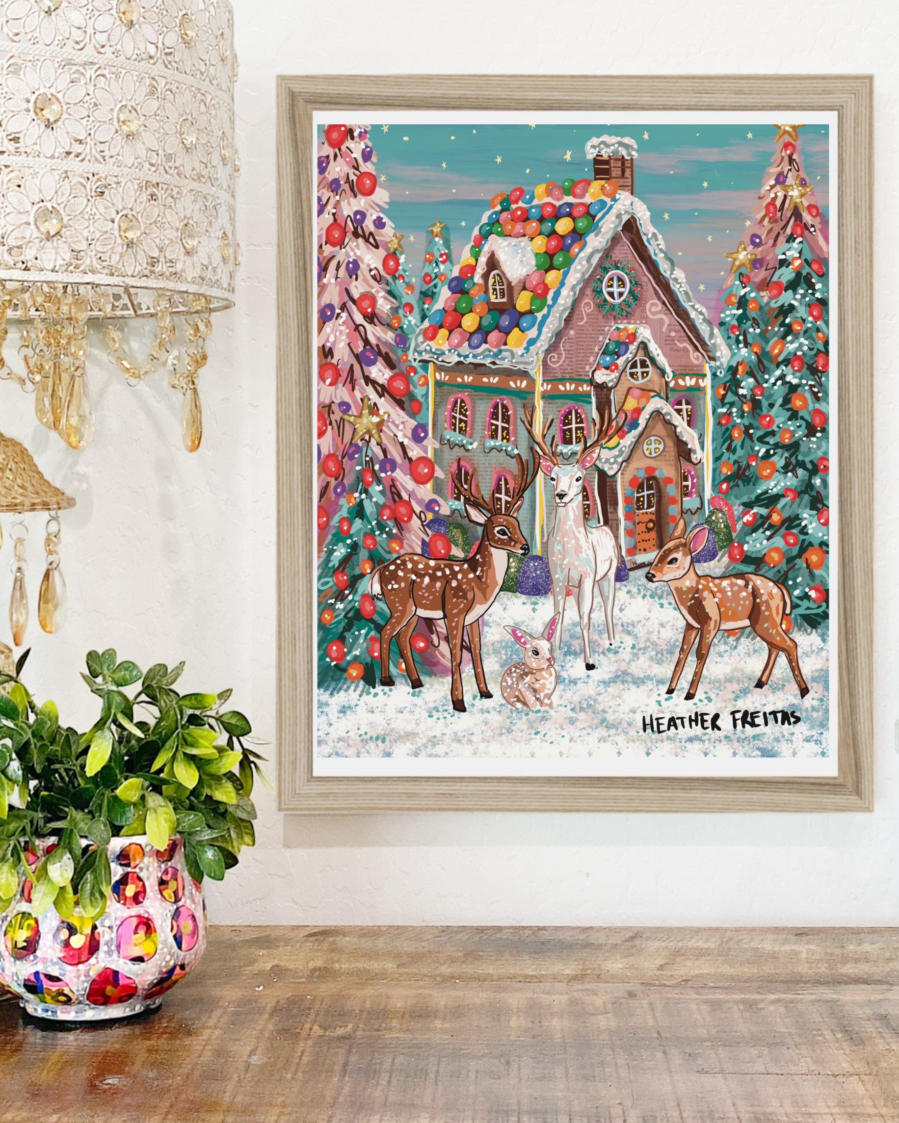 Dreamy Deer Gingerbread House - Limited Edition Signed Paper Print