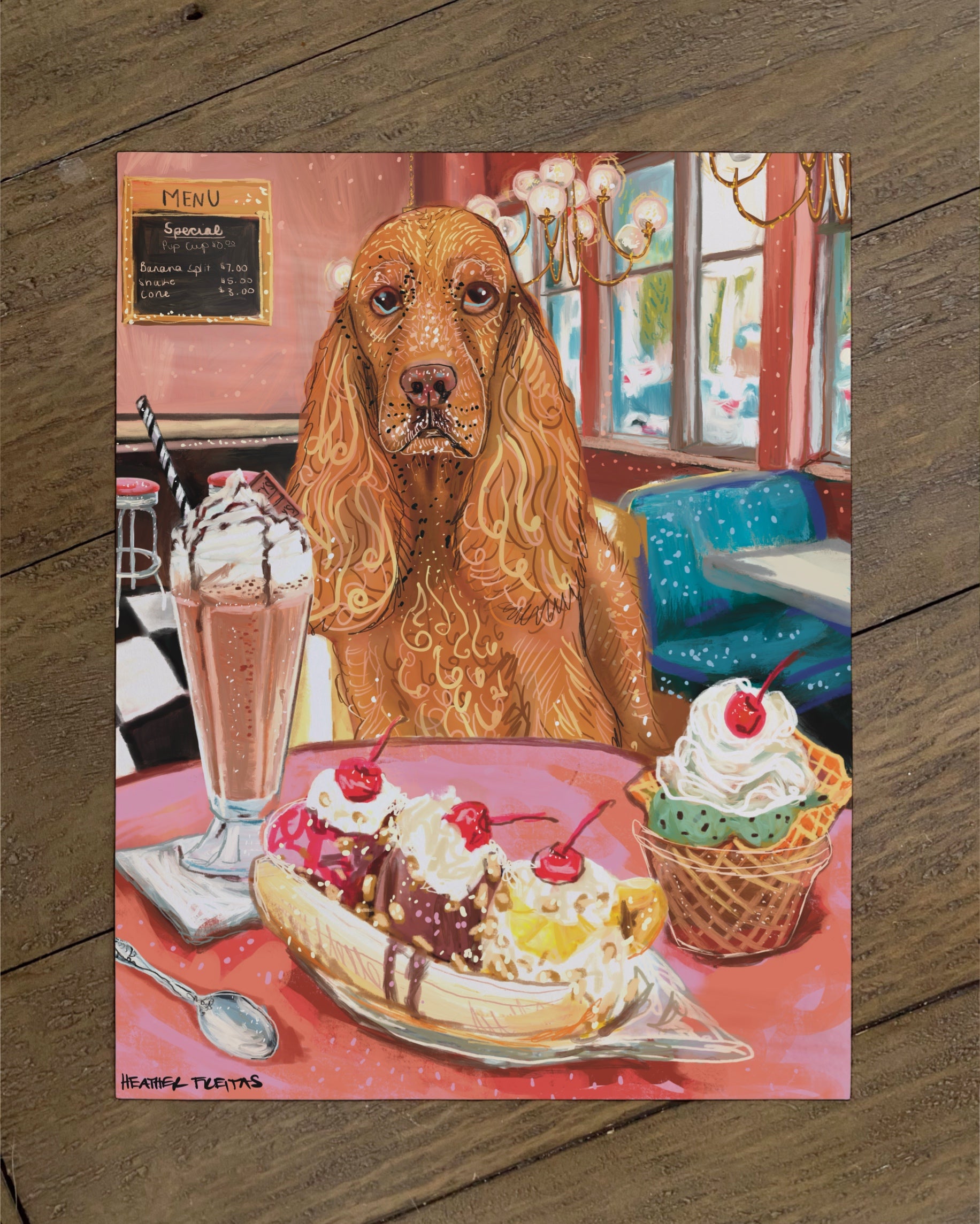 Build Your Own Dining Dog Art Print - Cocker Spaniel