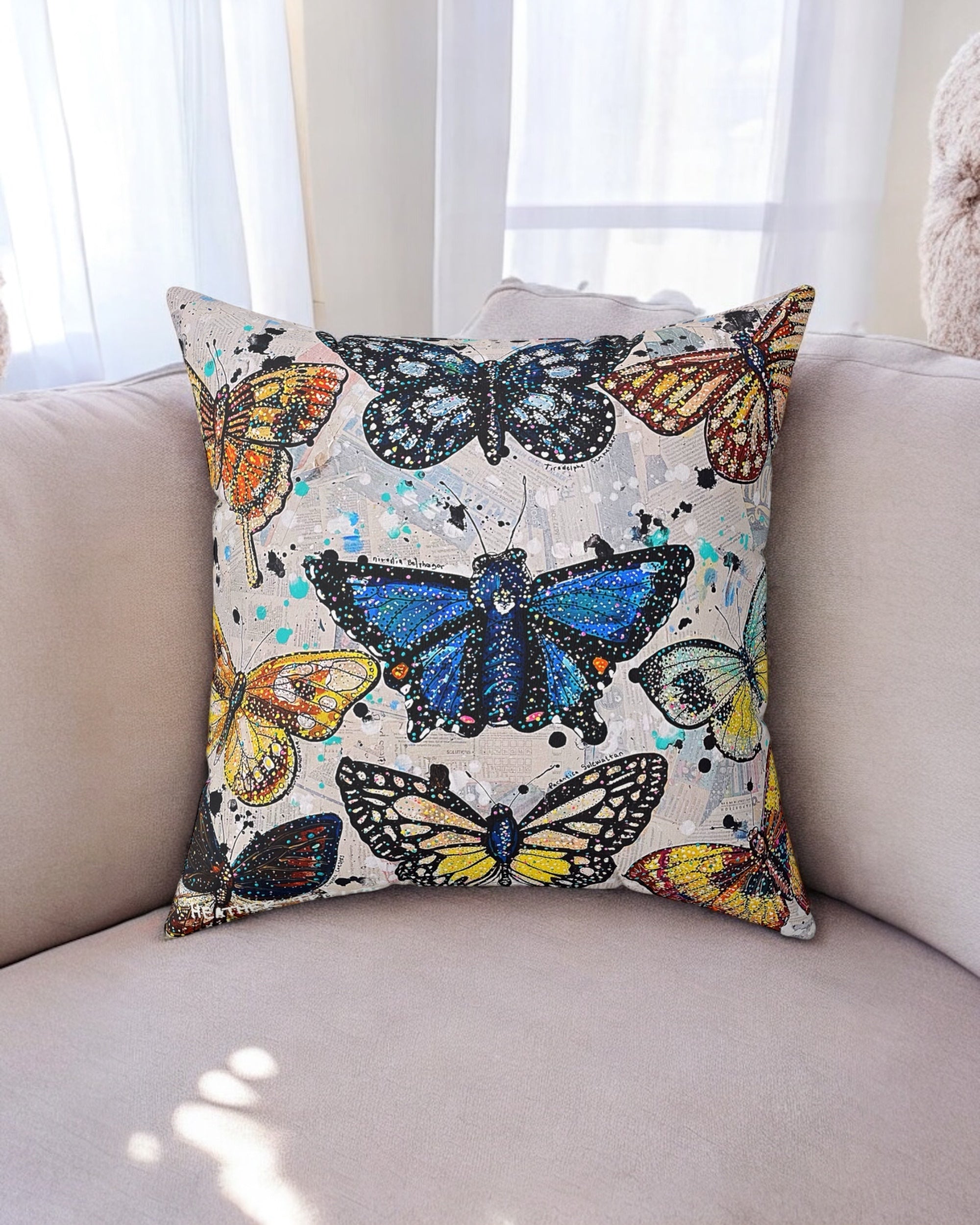 Cascades Butterfly Suede Pillow