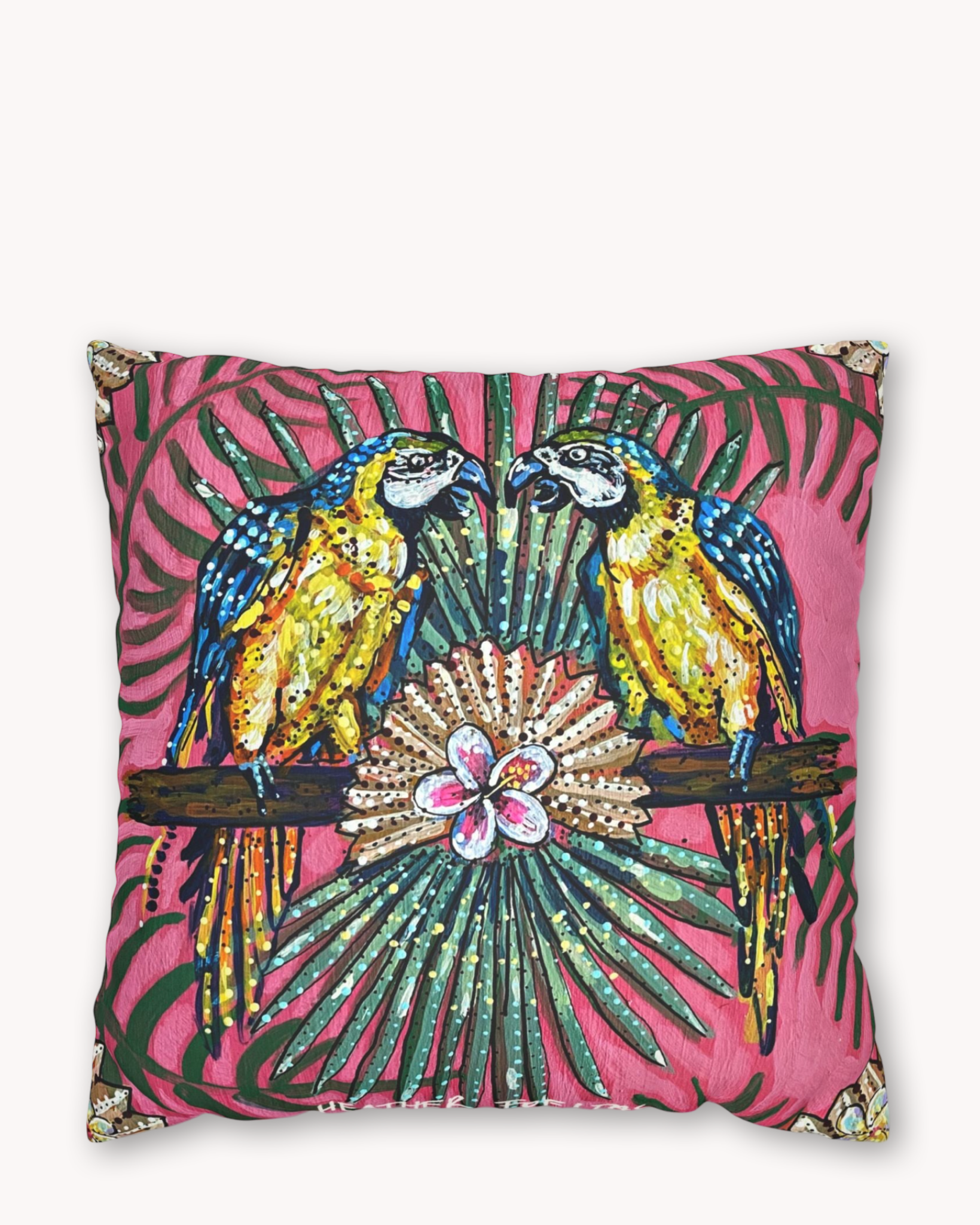 Parrot Paradise Faux Suede Pillow