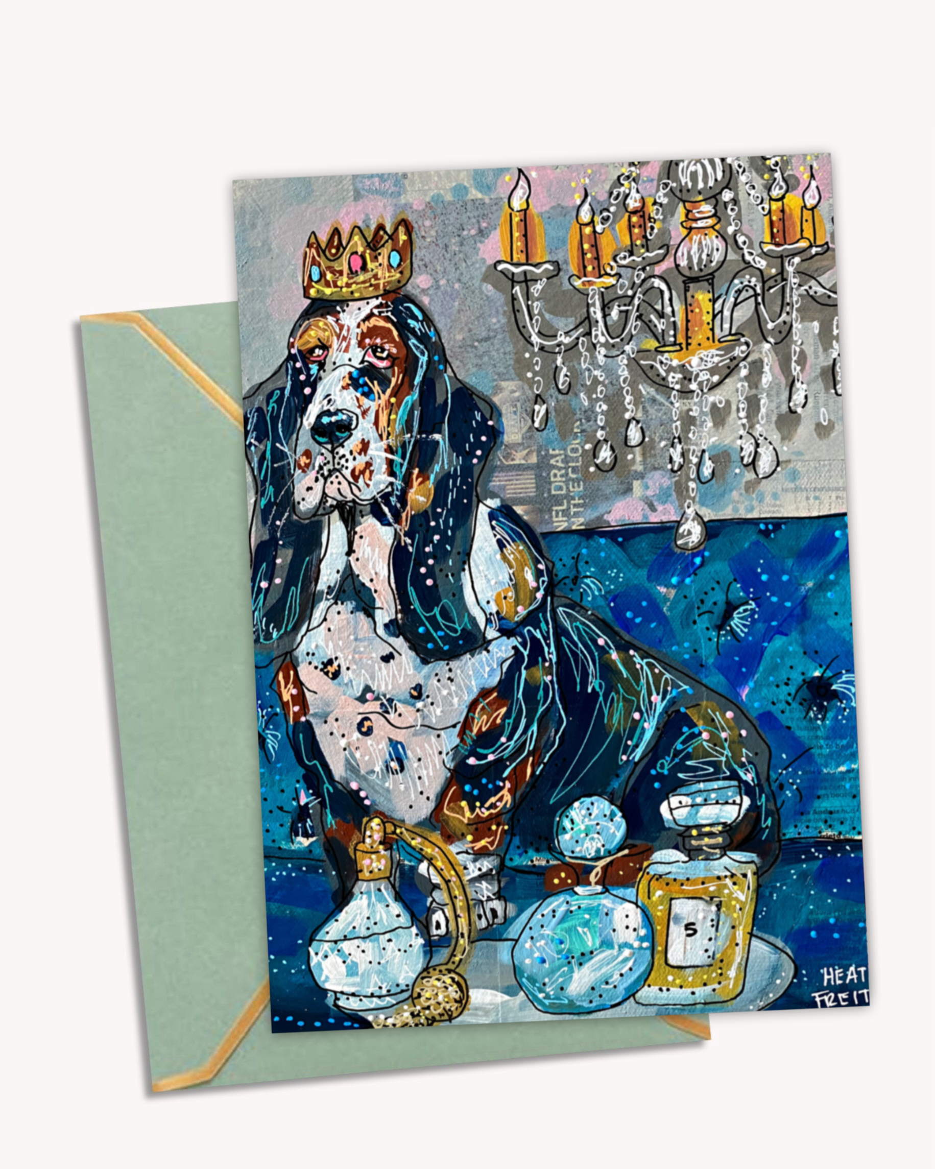 Royal Basset Hound - Greeting Card / Fine Art Print