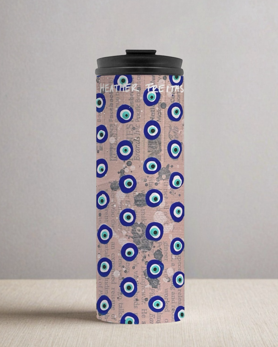 Dusty Pink Evil Eye Thermal Tumbler 16 oz.