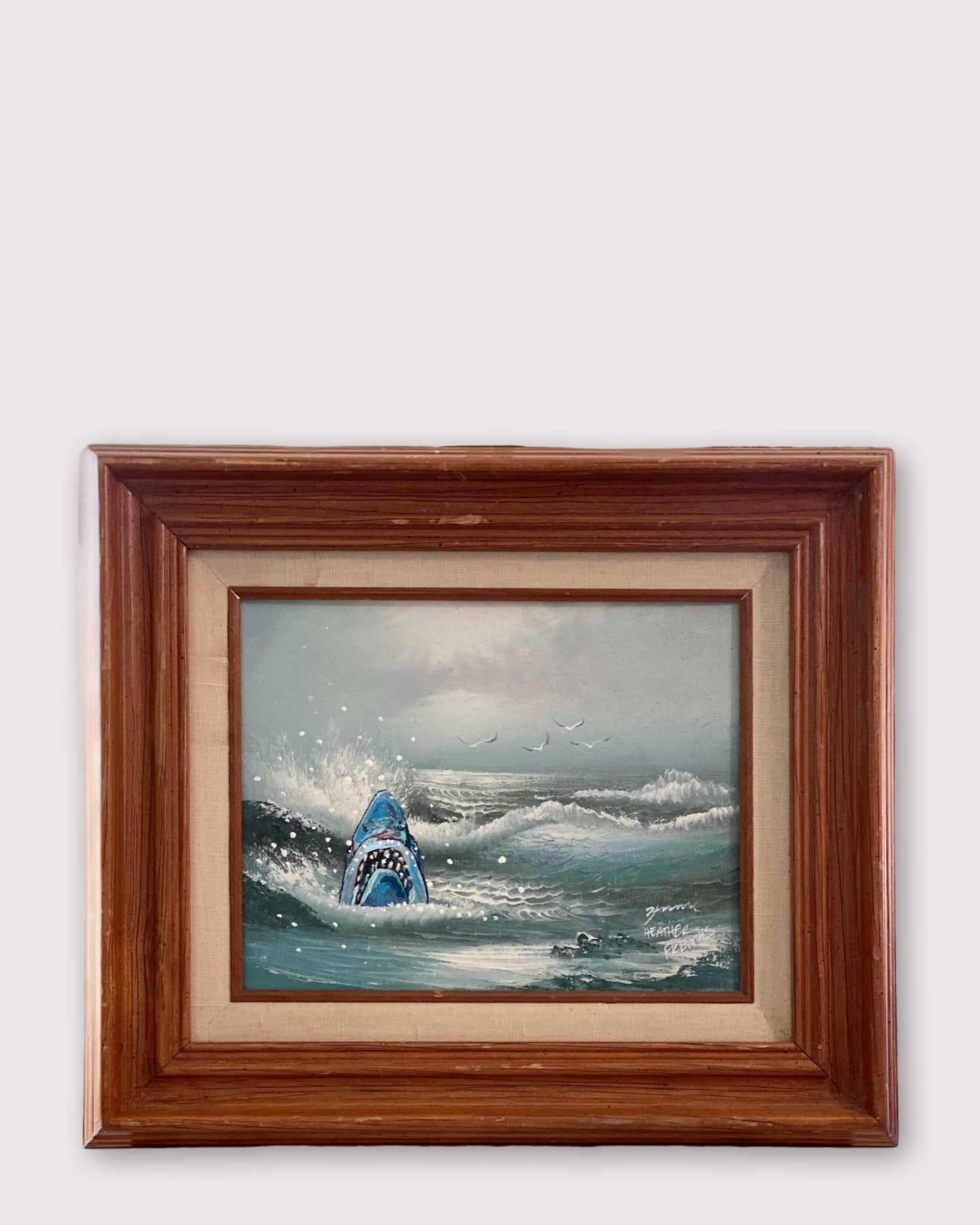 Great White Tides ( Original Painting - Painted Thrifted Painting )