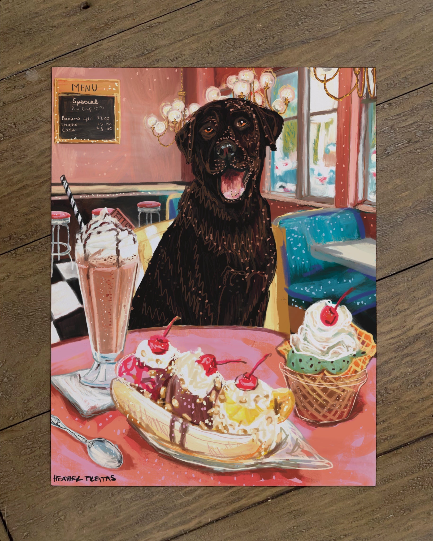 Build Your Own Dining Dog Art Print - Labrador