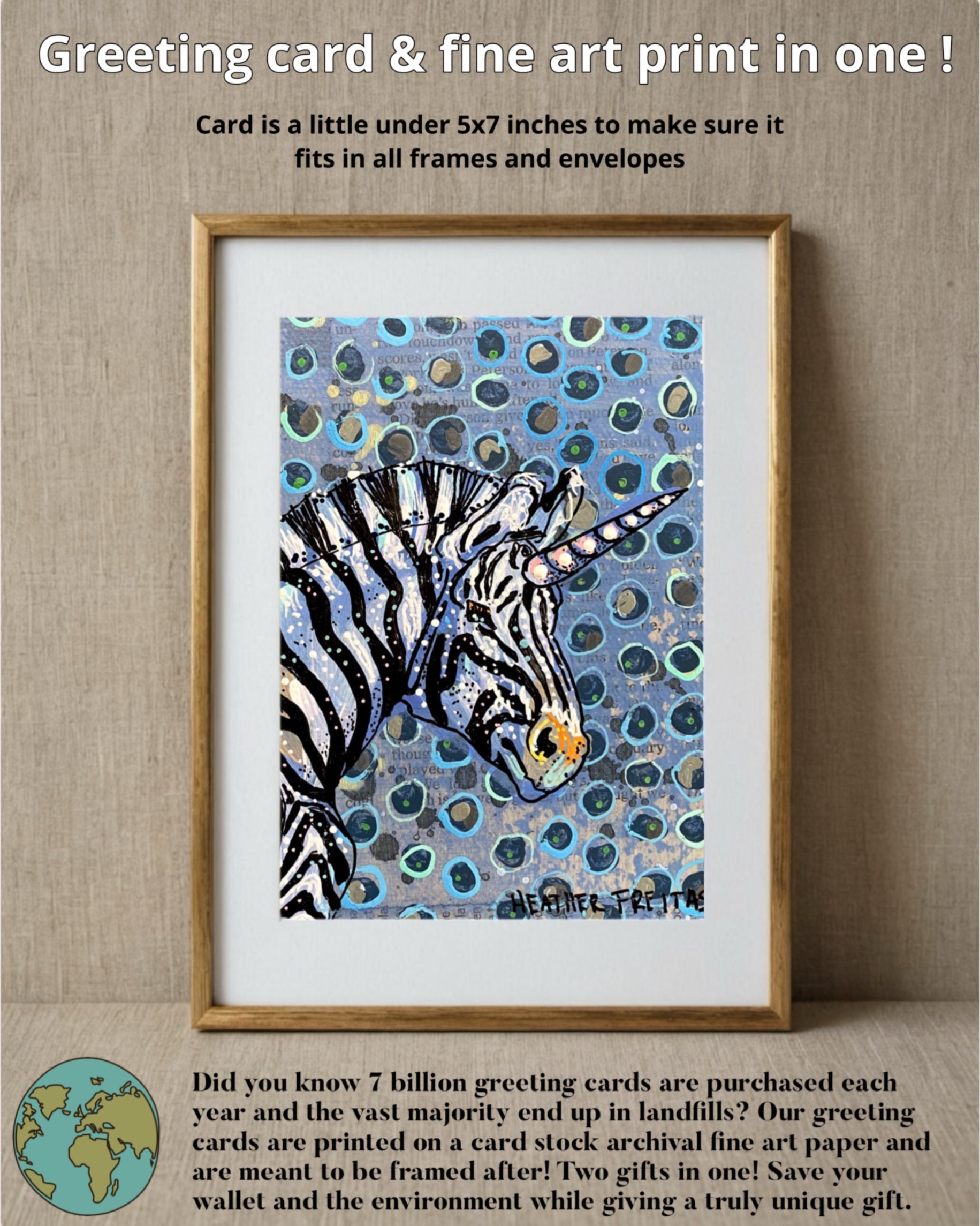 Zebra Unicorn - Greeting Card / Fine Art Print