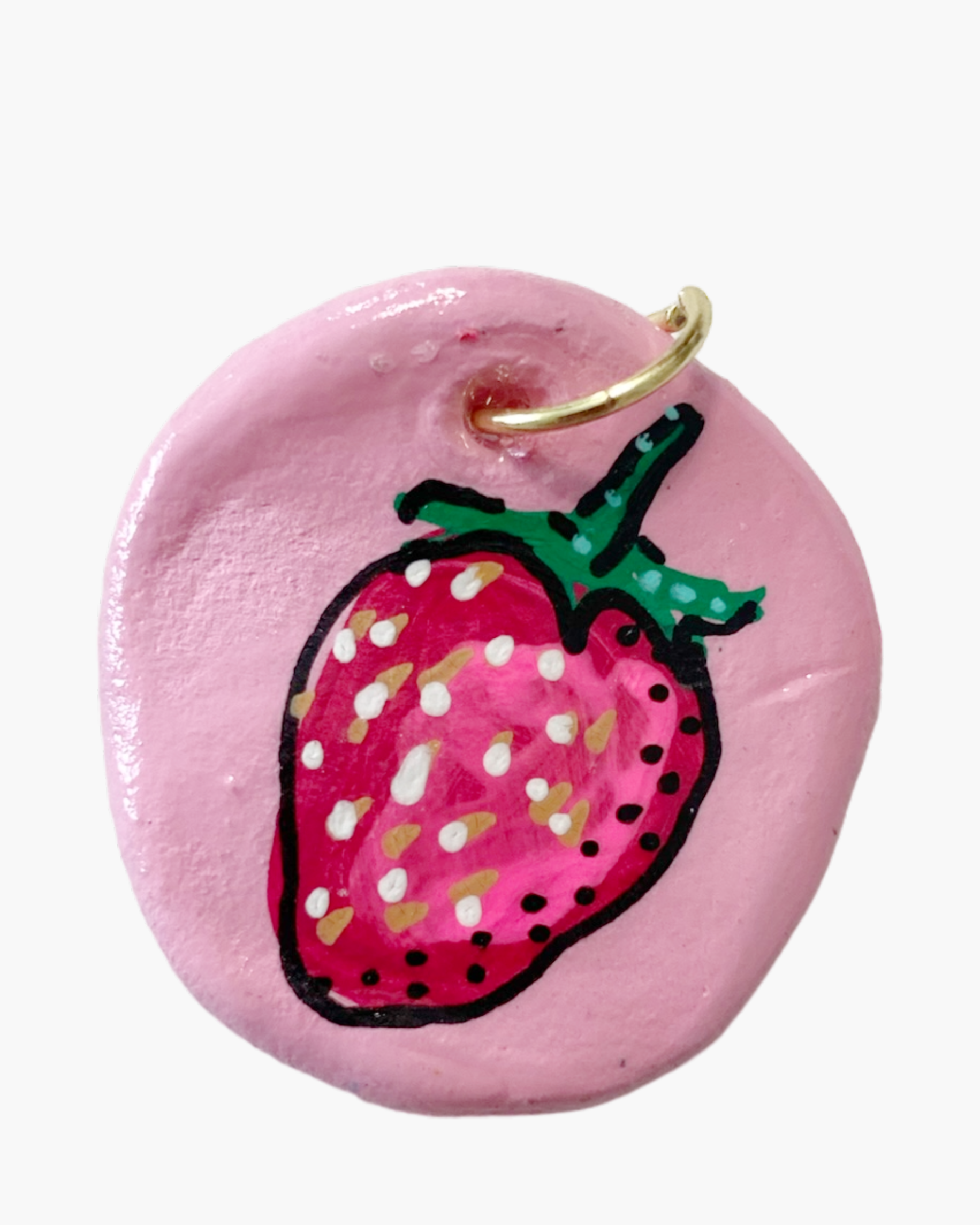 Pink Strawberry Hand Painted Pendant