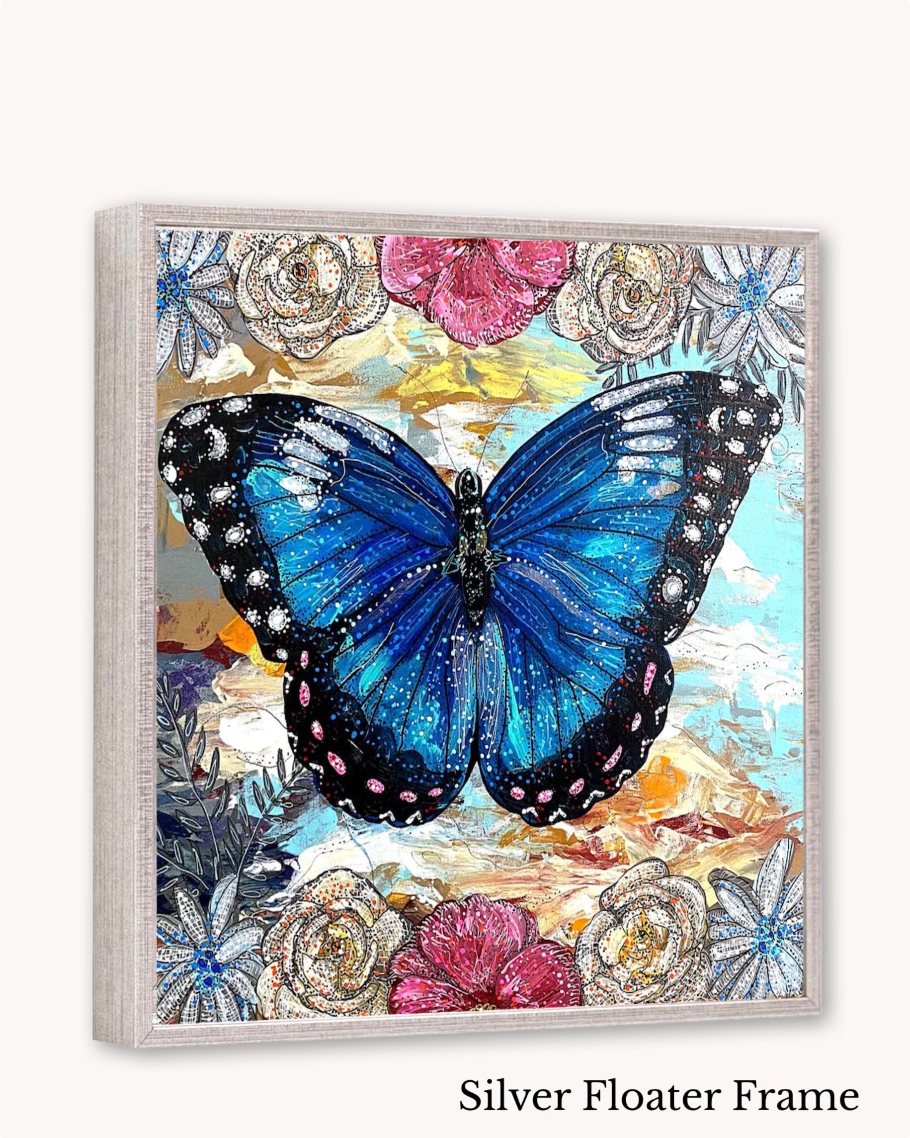 Sky Diamonds Butterfly Floral ( Original Painting )