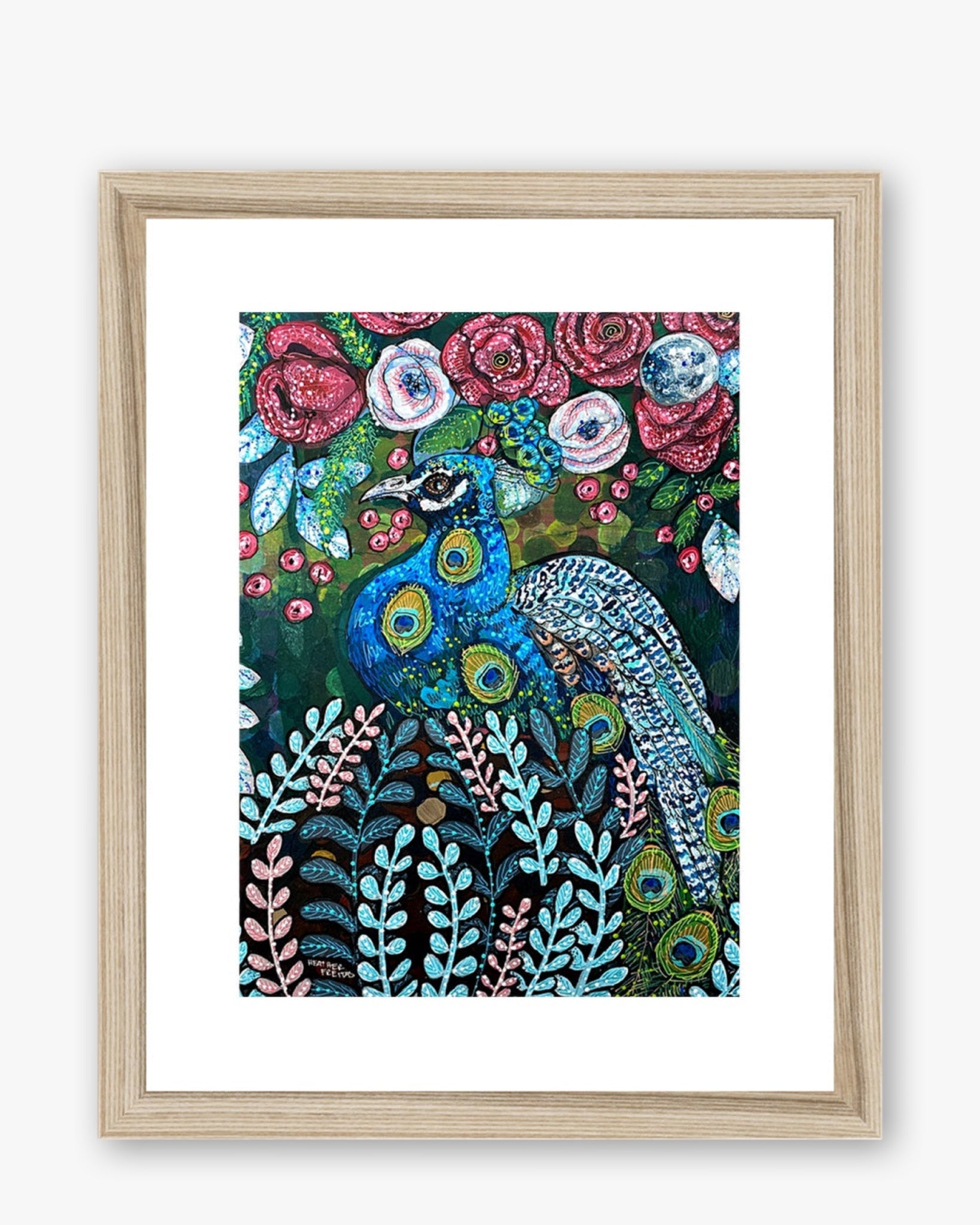 Blue Boy Peacock Framed & Mounted Print - Heather Freitas - fine art home deccor