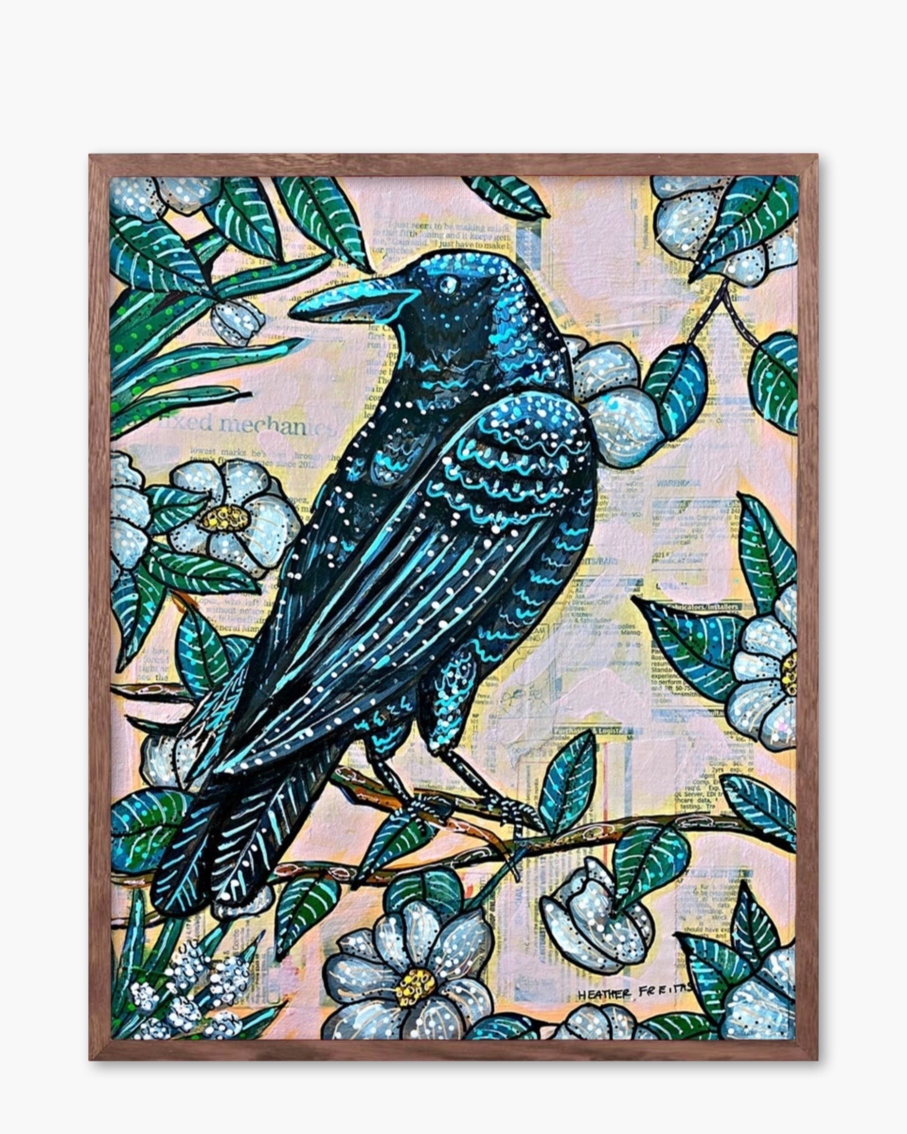 Vintage Floral Raven - Limited Edition Signed Paper Print