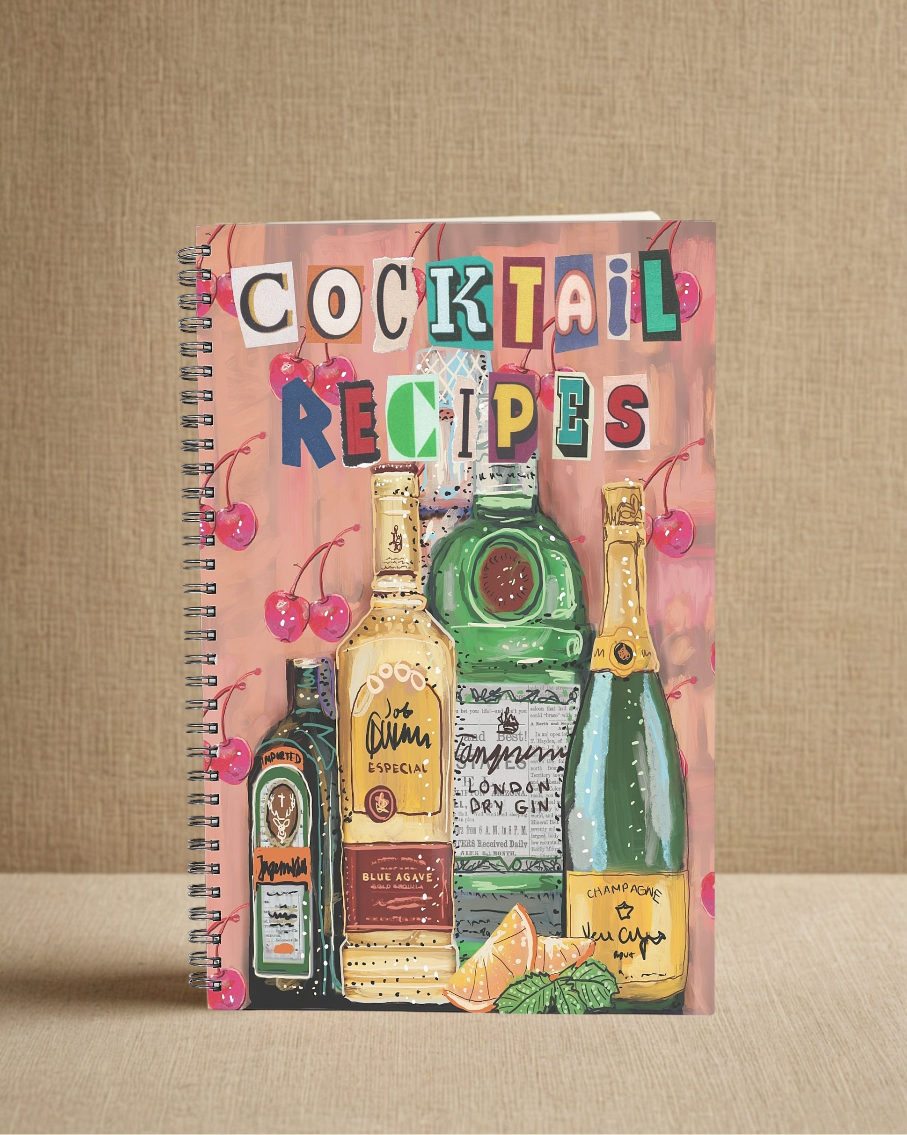 Cocktails Hardcover Recipe Journal 8.5 x 11