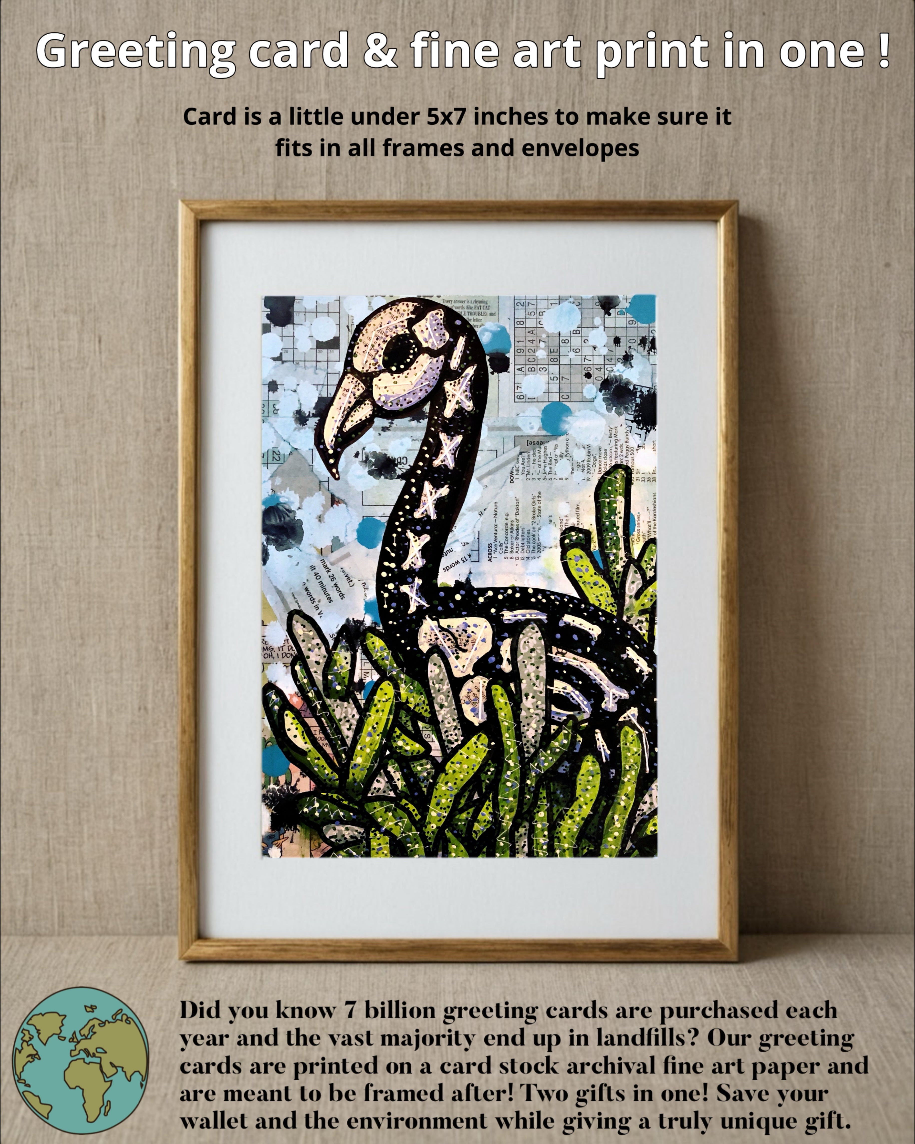 Skeleton Flamingo - Limited Edition Greeting Card / Fine Art Print