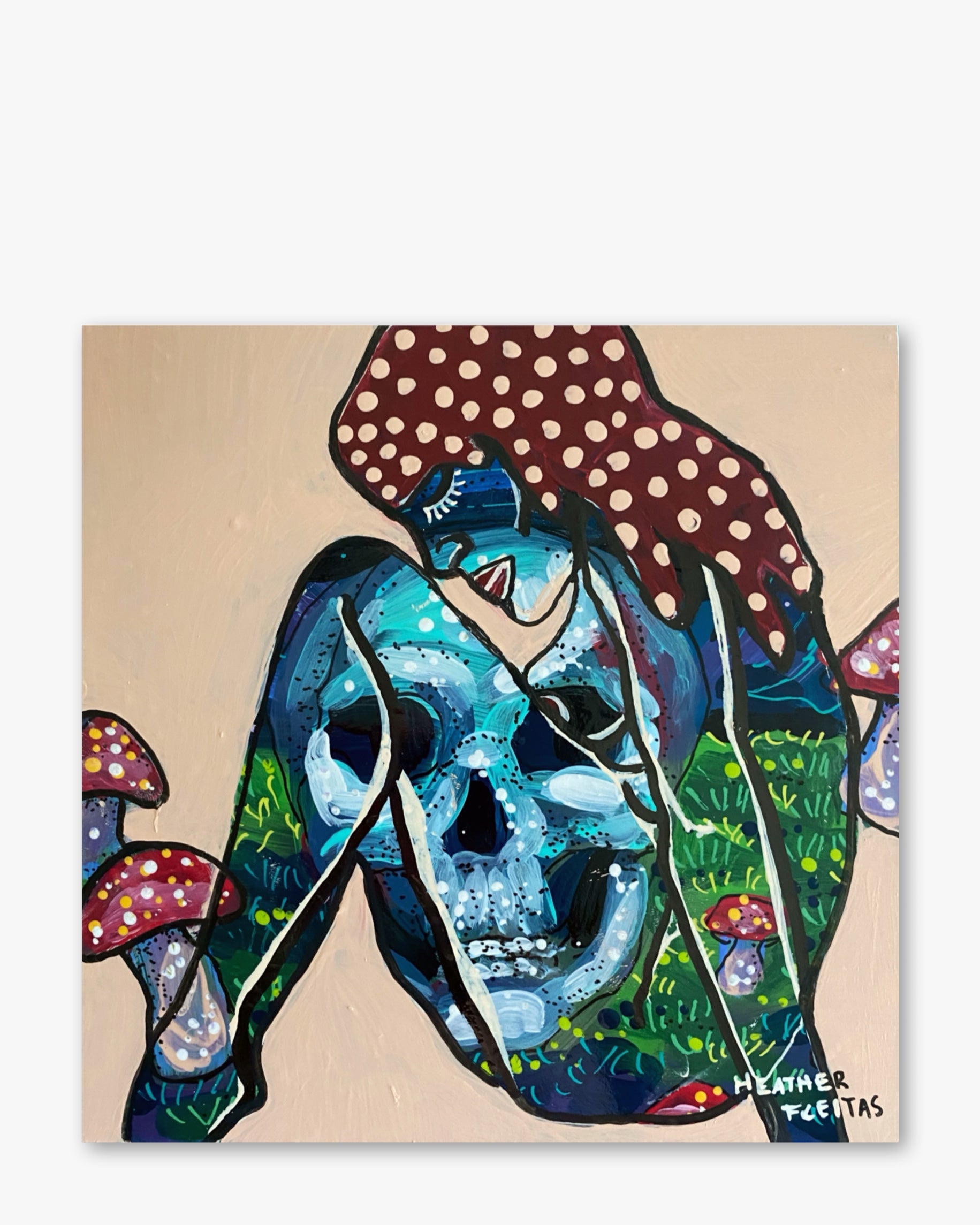 Pieces Of Me Mushroom Forest Skull ( Original Painting )