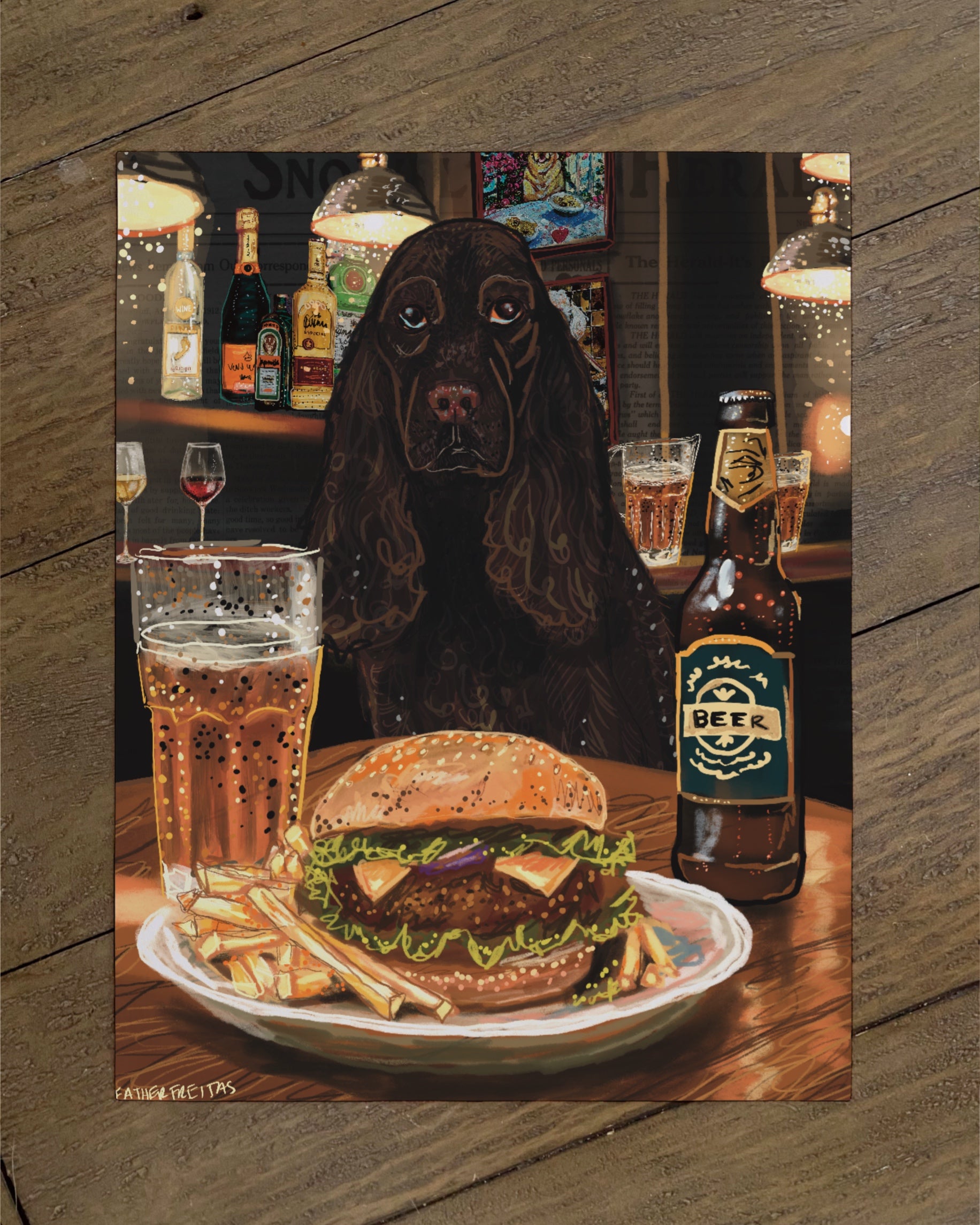 Build Your Own Dining Dog Art Print - Cocker Spaniel