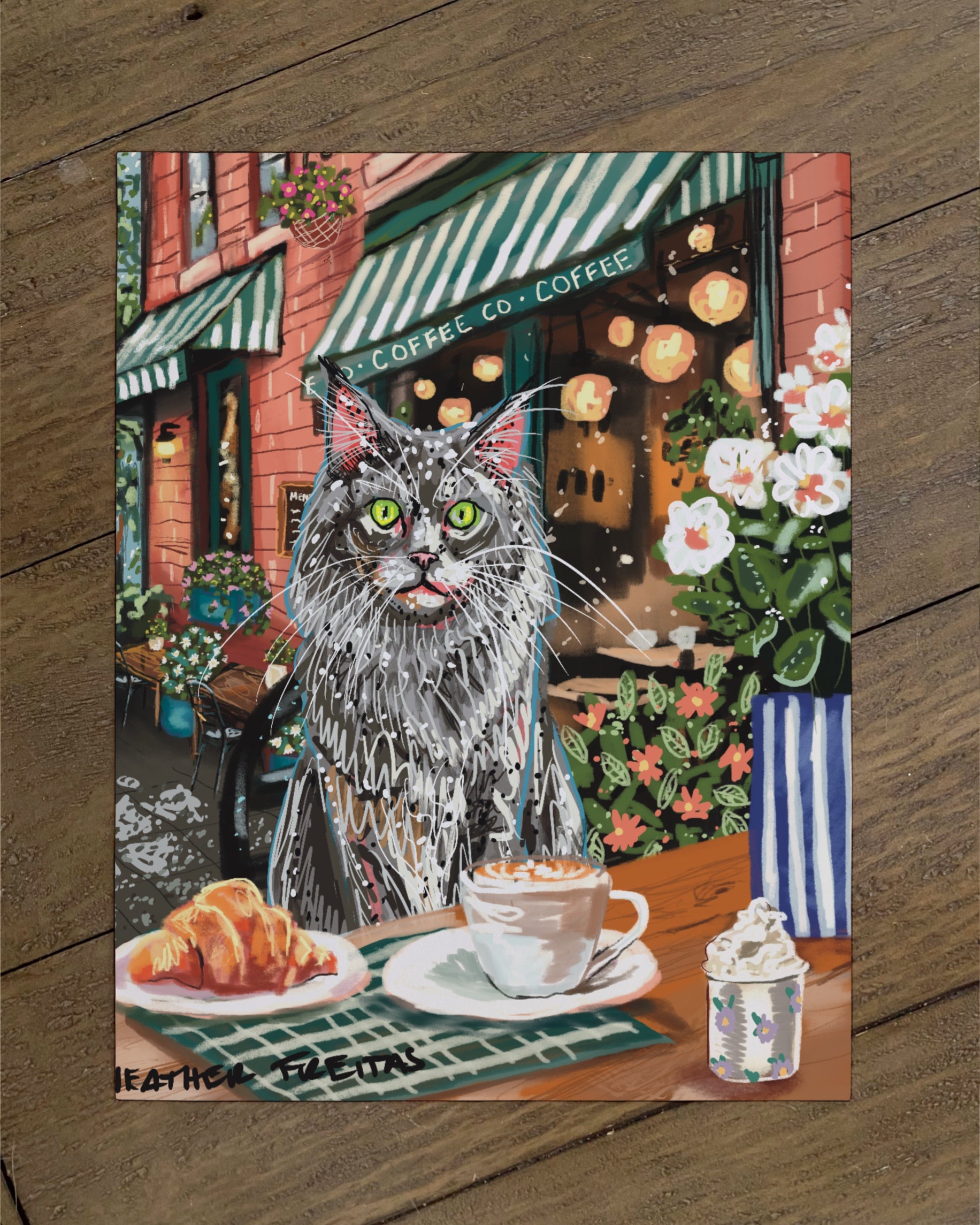 Build Your Own Fancy Feast Cat Art Print - Long Hair Grey