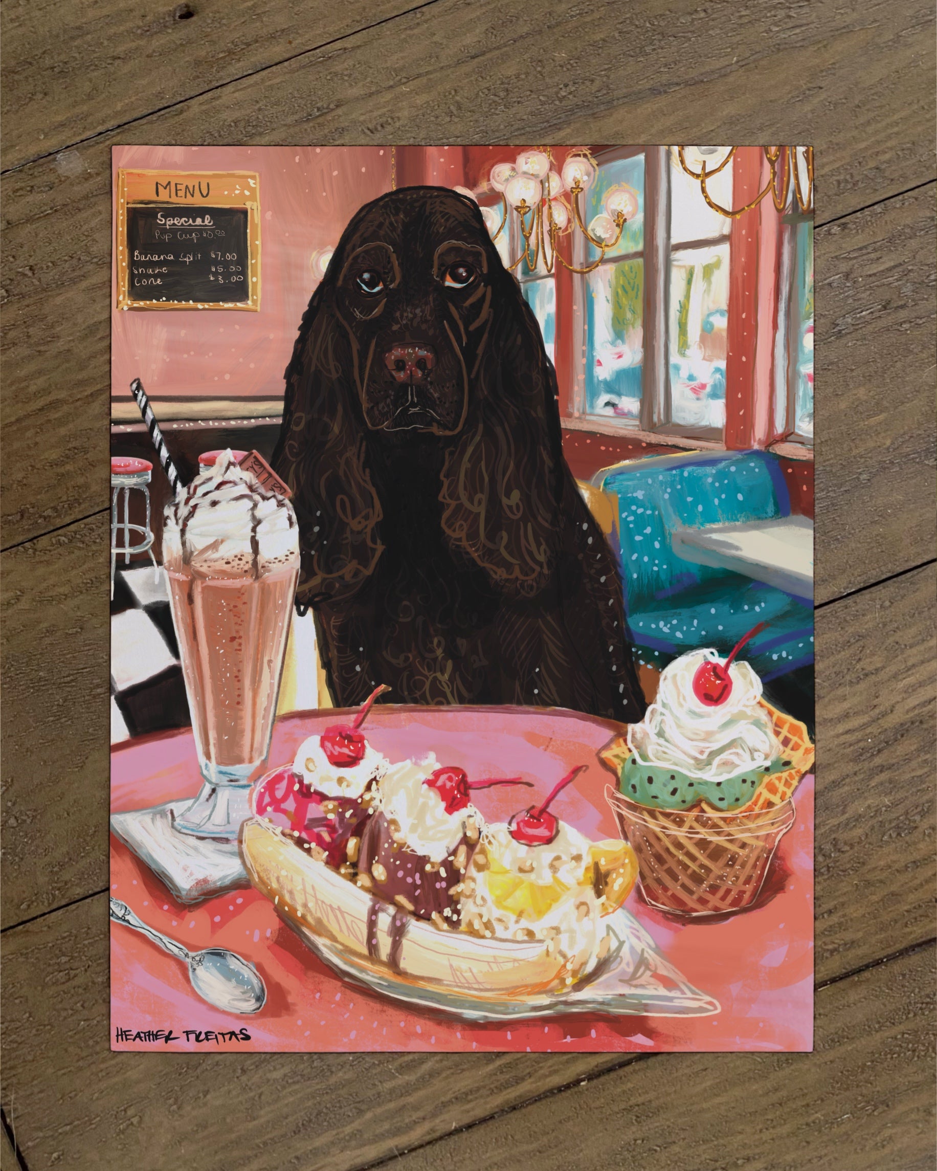 Build Your Own Dining Dog Art Print - Cocker Spaniel