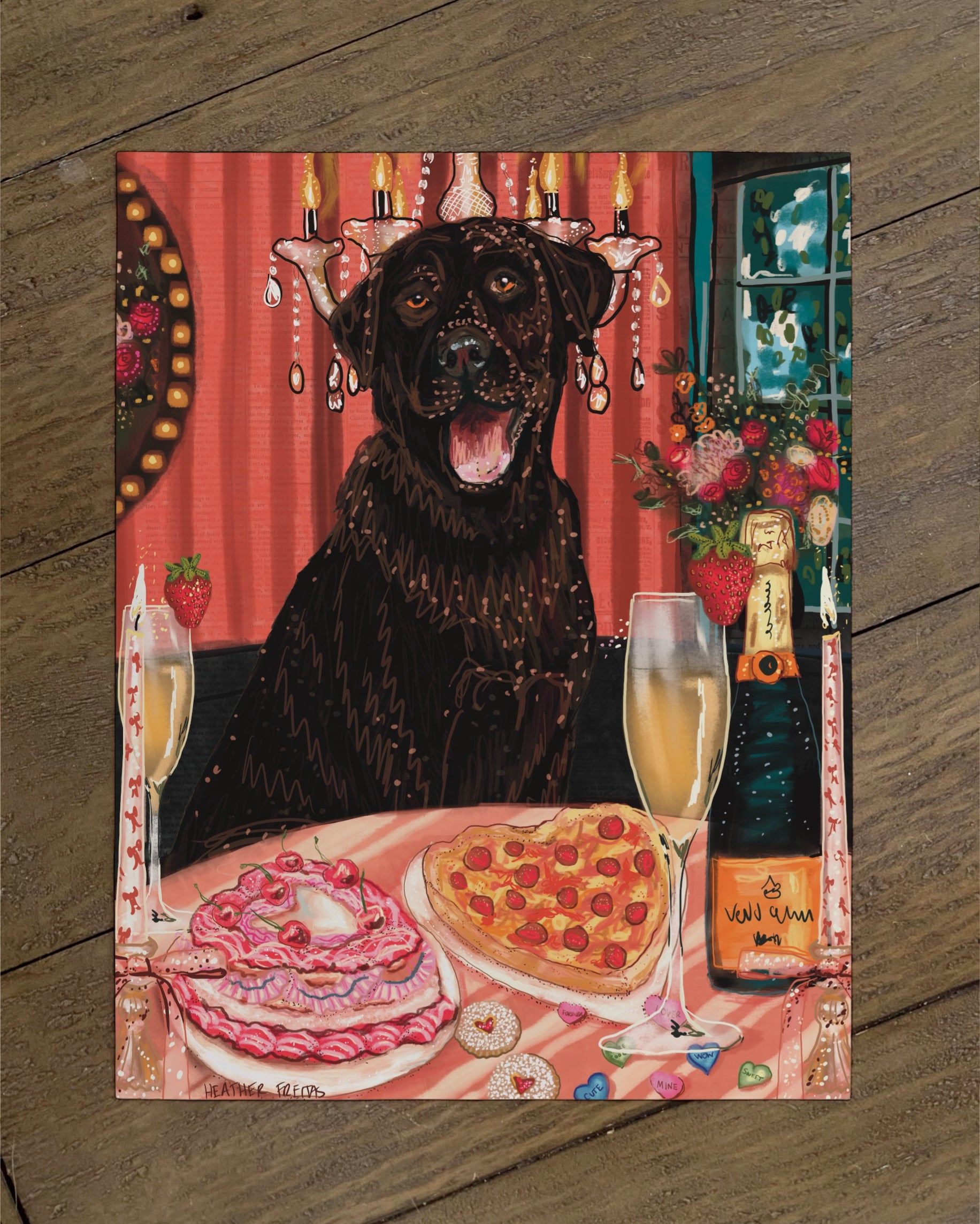 Build Your Own Dining Dog Art Print - Labrador