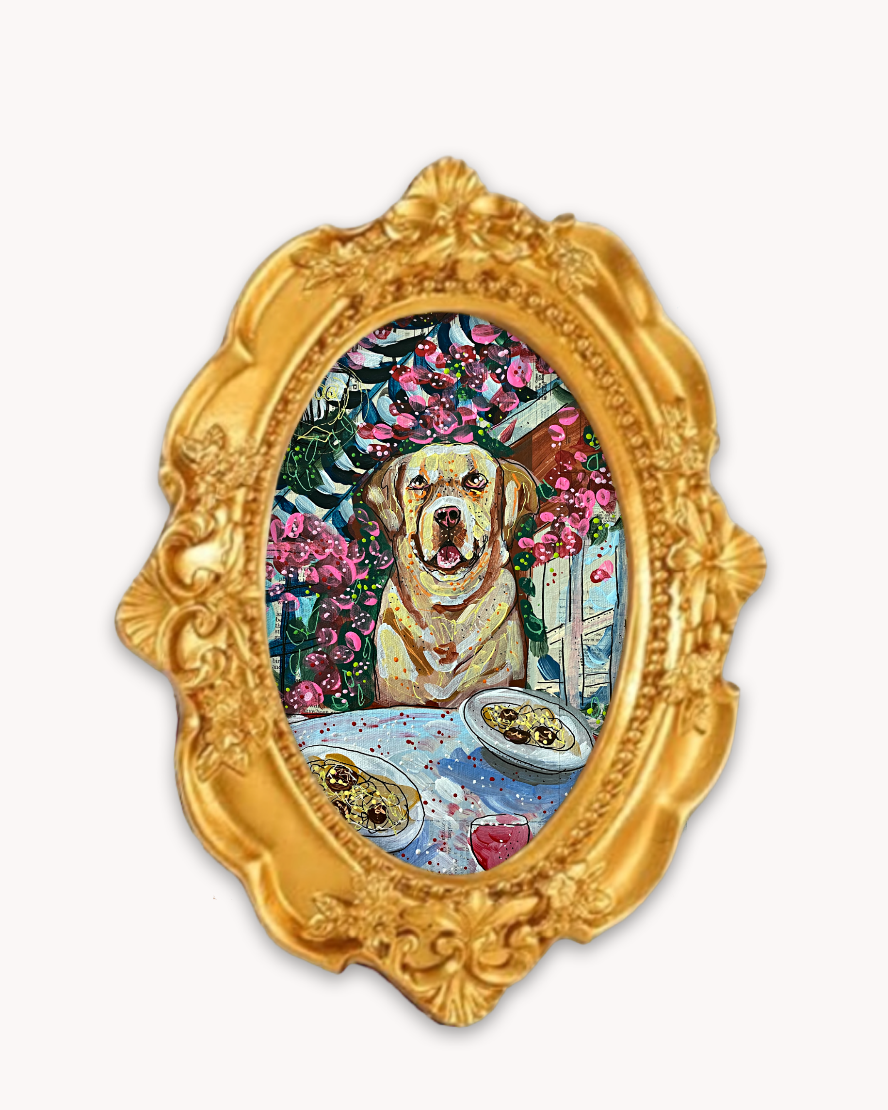 Yellow Lab Dining Framed Magnet