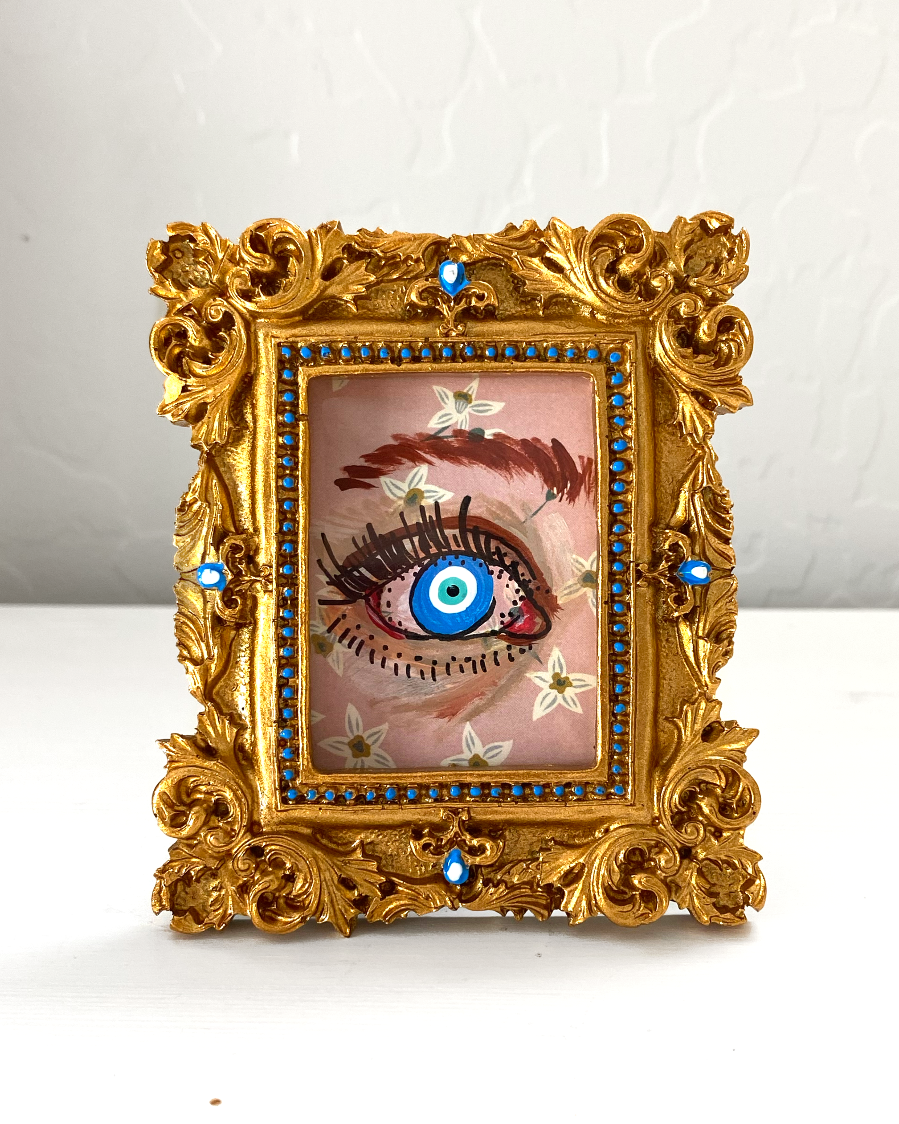 Blush & Gold Evil Eye ( Mini Original Painting )