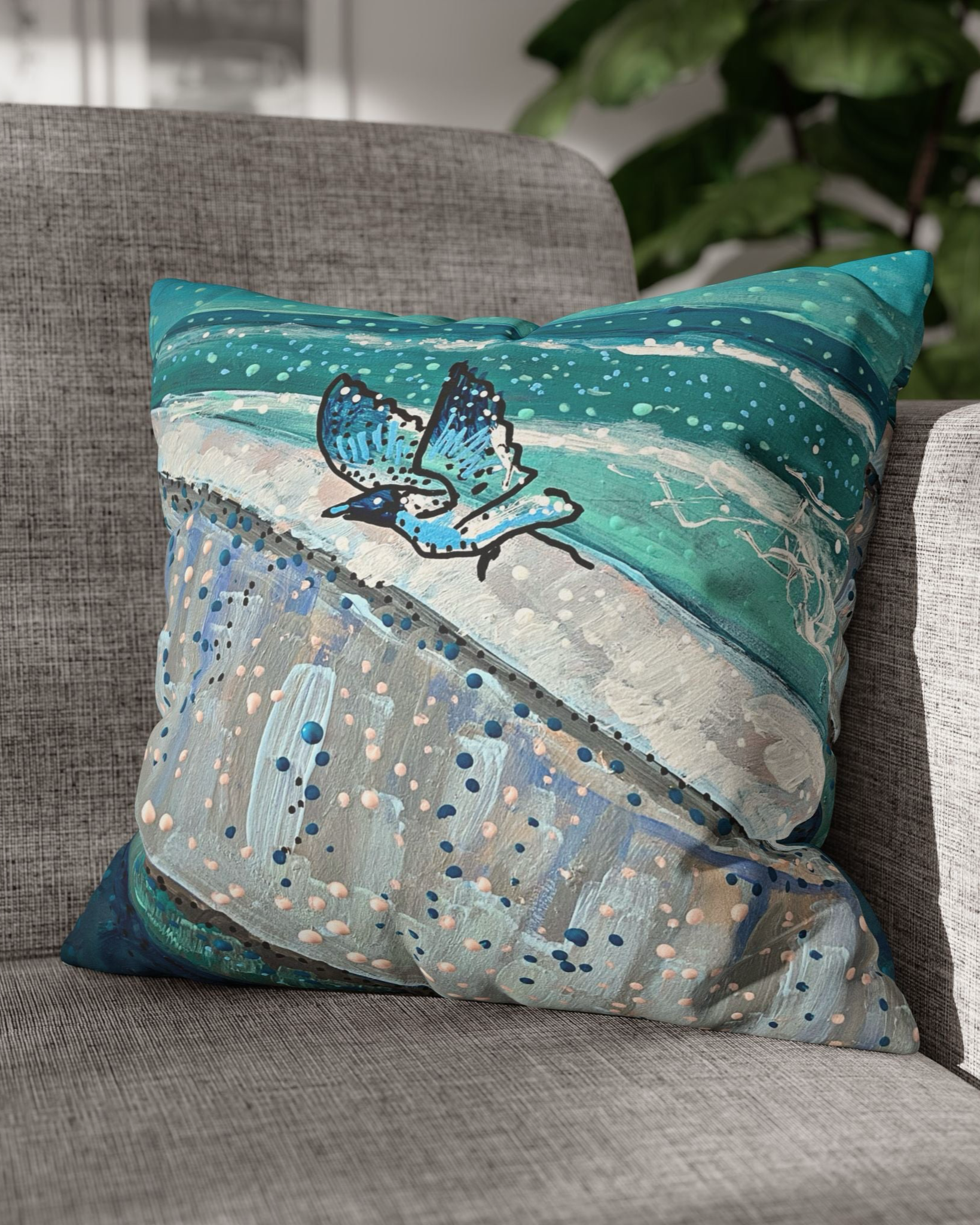 Ocean Breeze Faux Suede Pillowcase