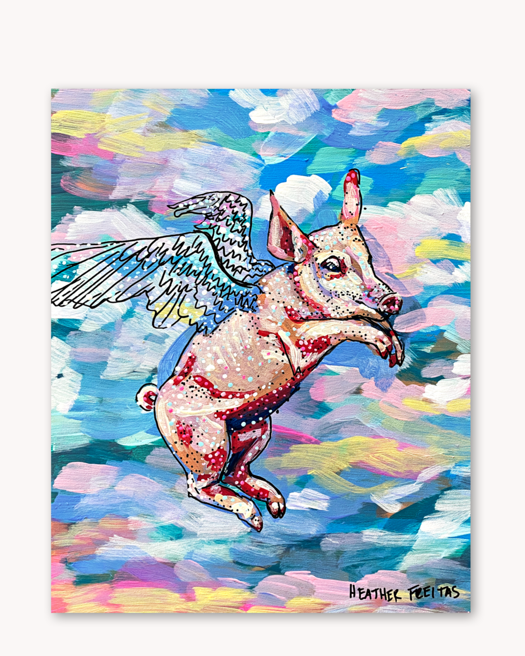 Pastel Flying Pig - Limited Edition Signed Paper Print