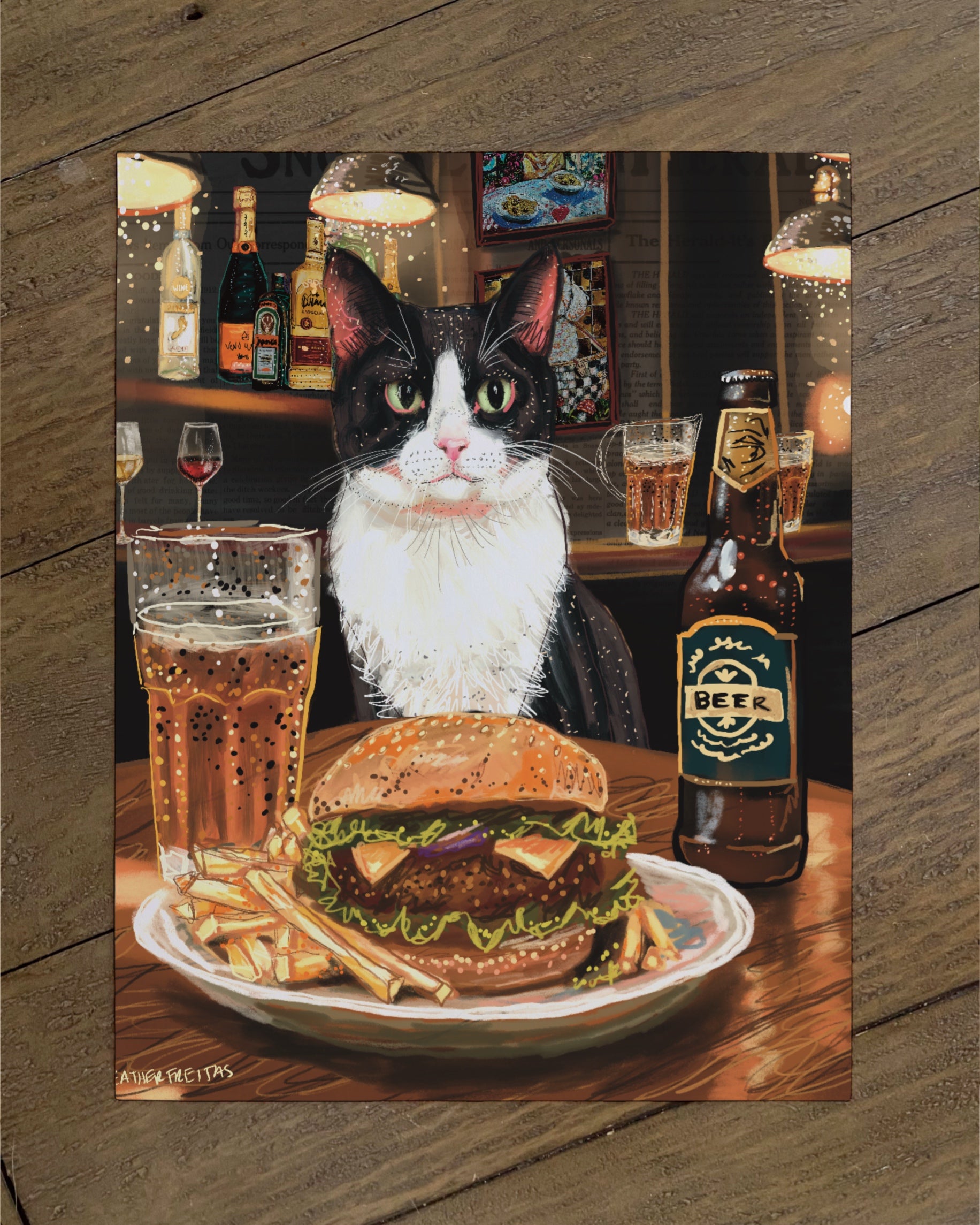 Build Your Own Fancy Feast Cat Art Print - Tuxedo