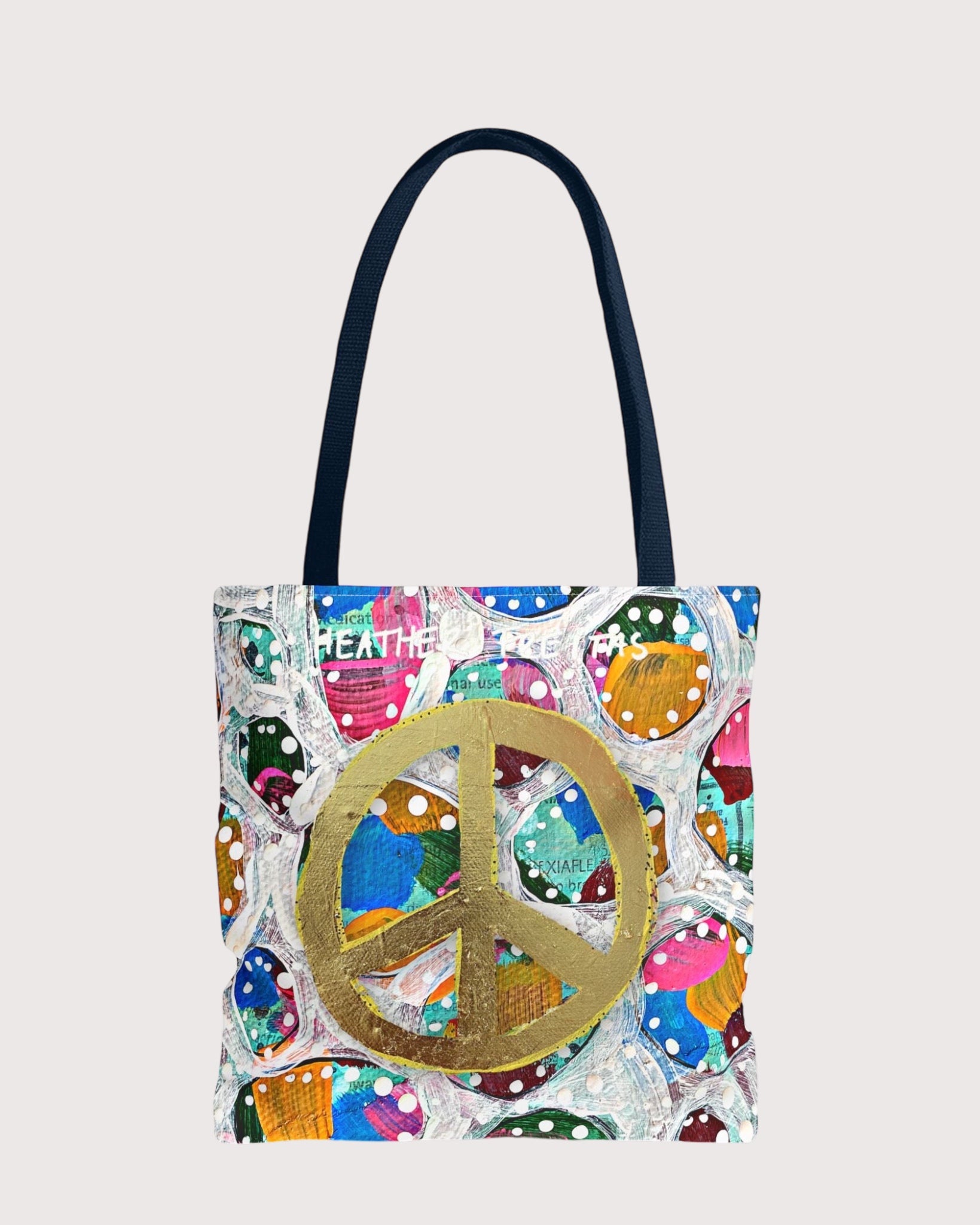 Gold Glam Peace Sign Tote Bag