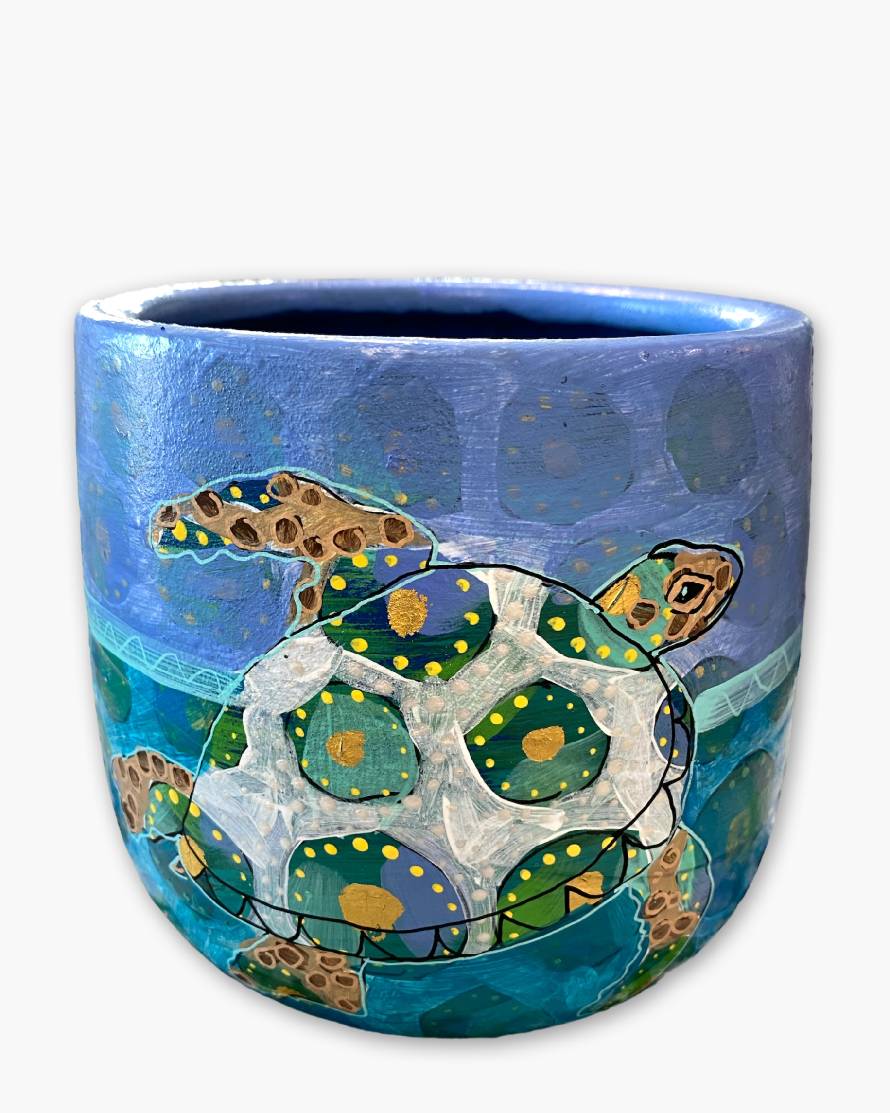 Sea Turtles 6 inch Hand Painted Planter