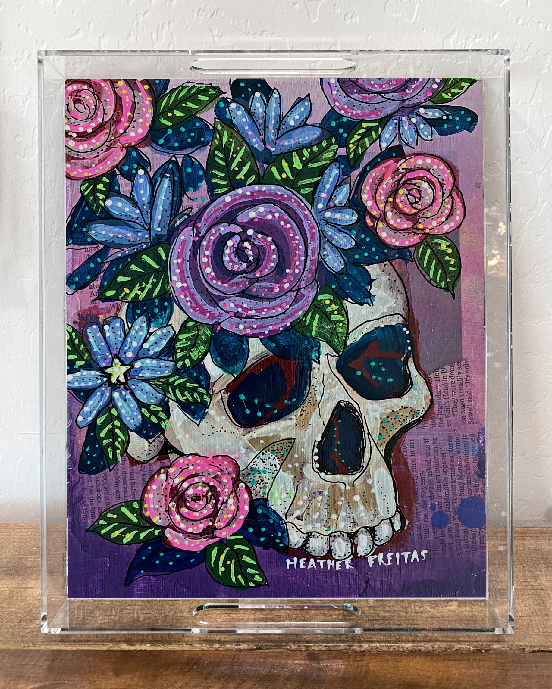 Purple Floral Skull - Limited Edition Acrylic Tray