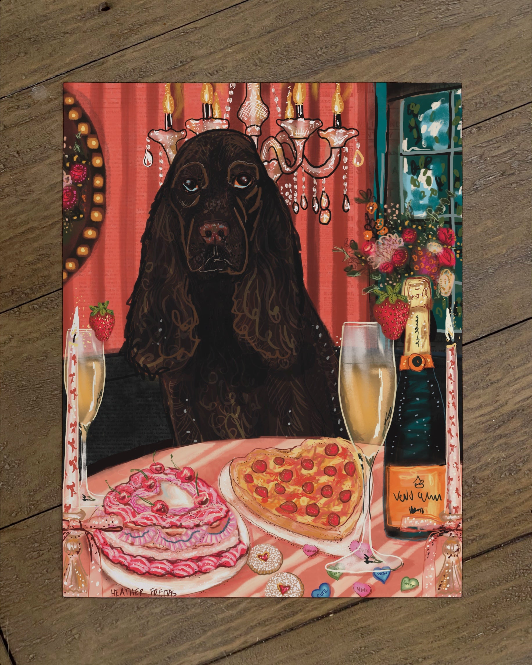 Build Your Own Dining Dog Art Print - Cocker Spaniel