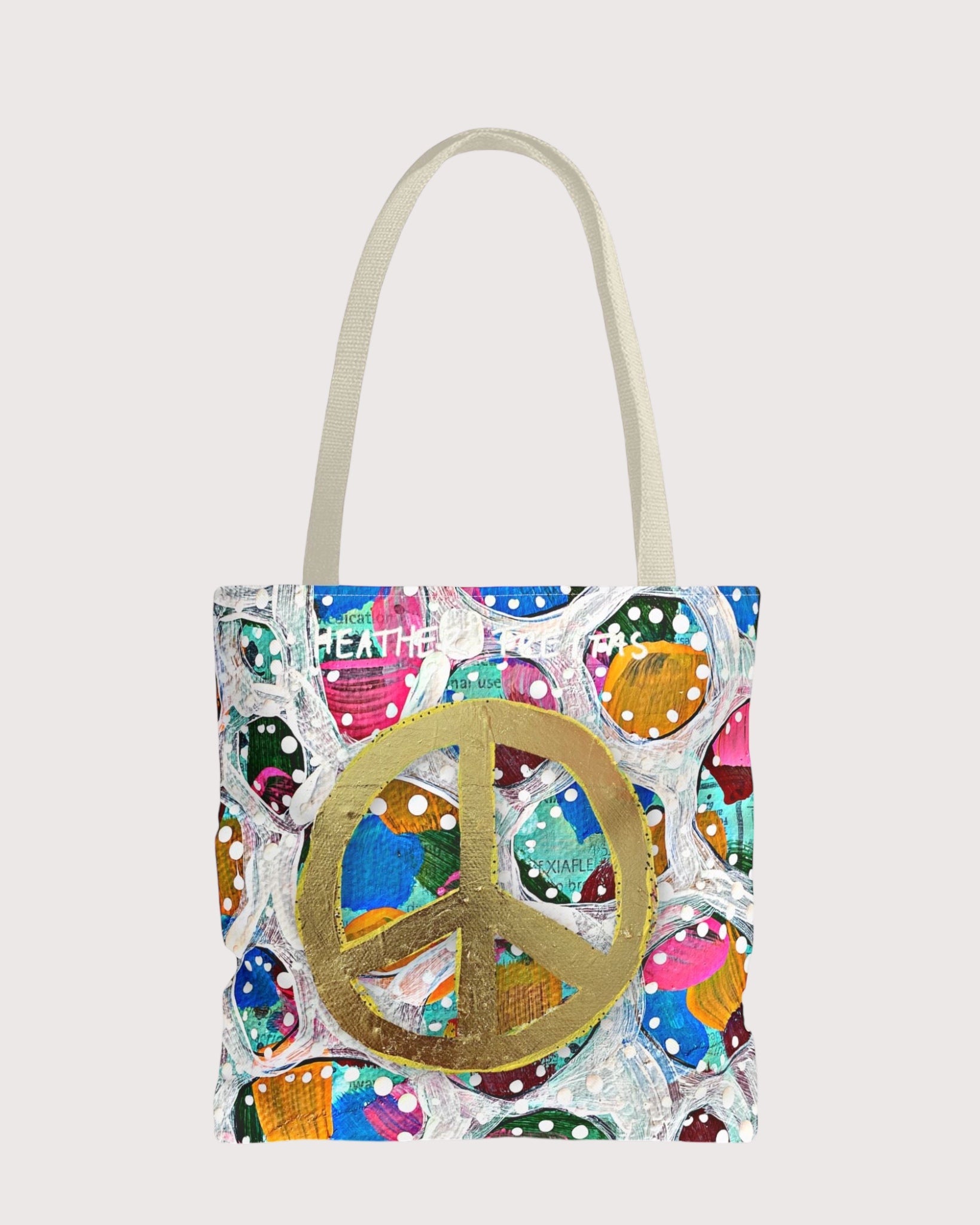 Gold Glam Peace Sign Tote Bag