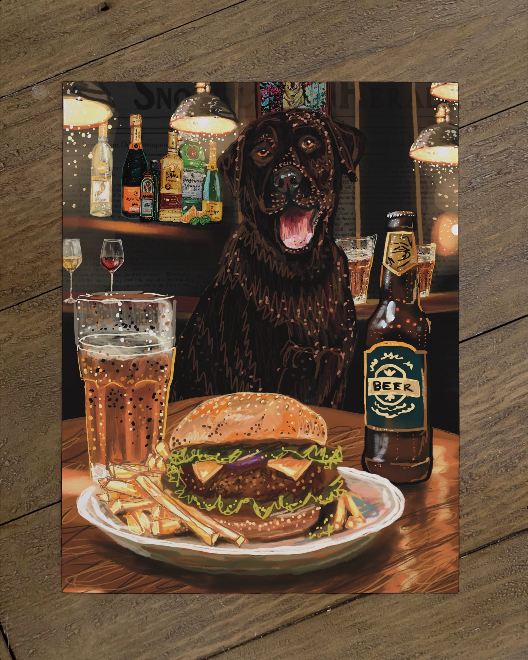 Build Your Own Dining Dog Art Print - Labrador