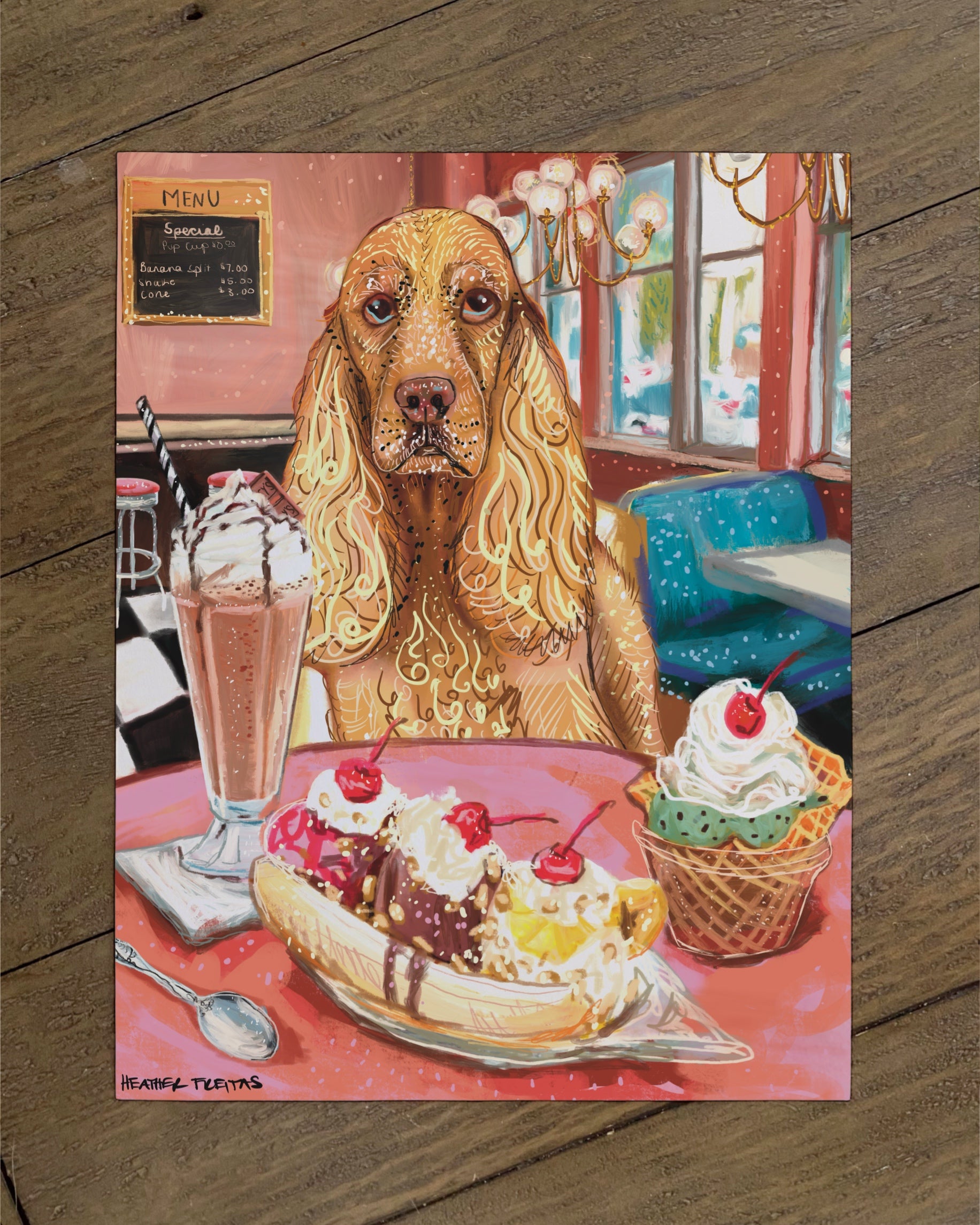 Build Your Own Dining Dog Art Print - Cocker Spaniel