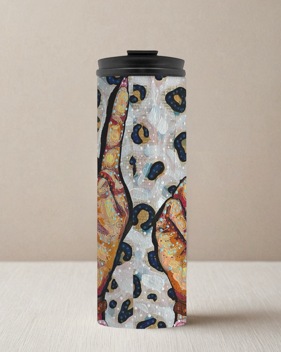 Peace, Love Leopard Print Thermal Tumbler 16 oz.