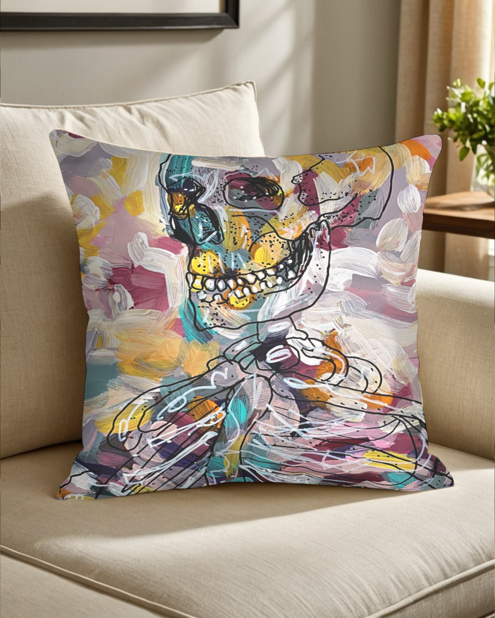 Pastel Skeleton Faux Suede Pillowcase