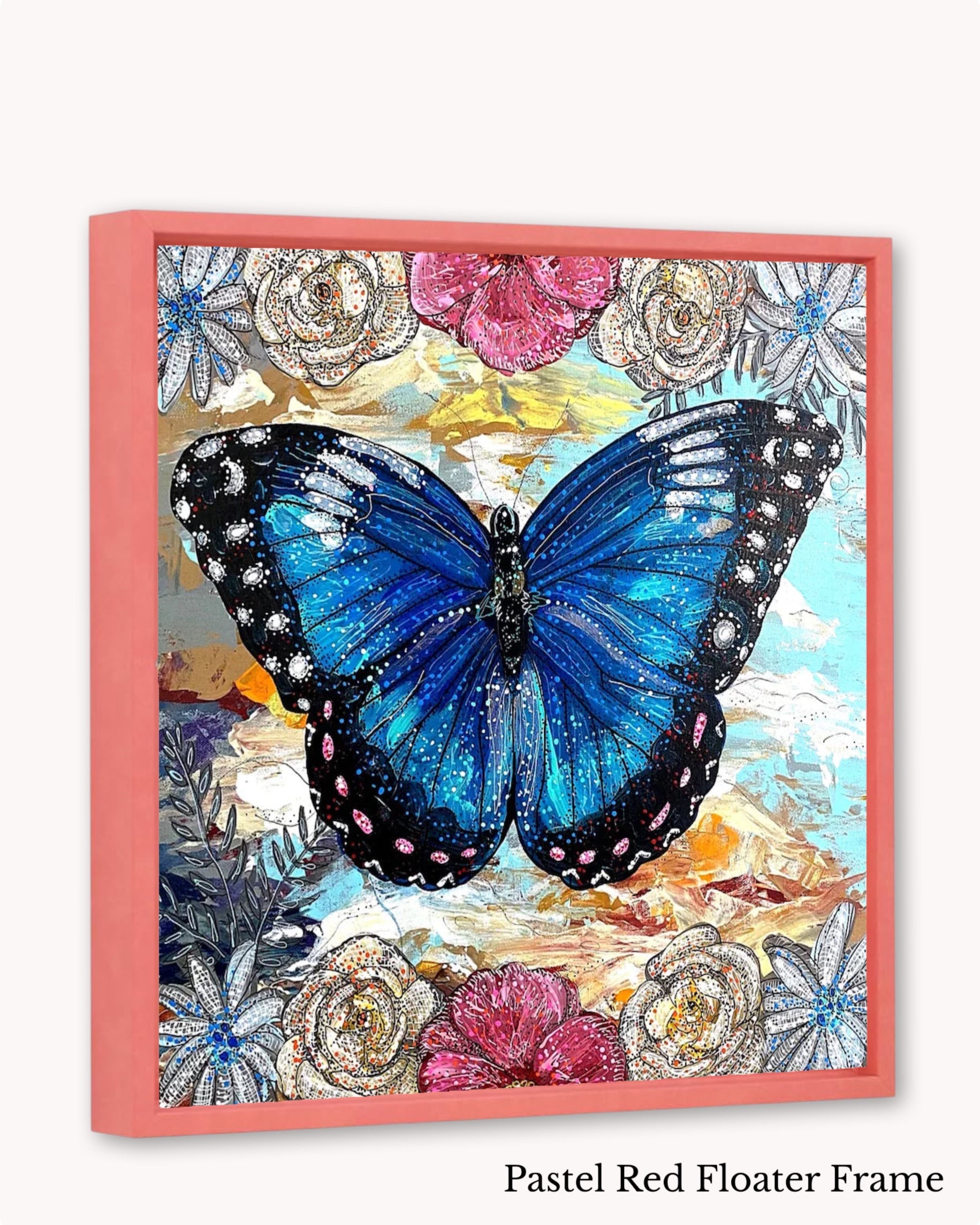 Sky Diamonds Butterfly Floral ( Original Painting )