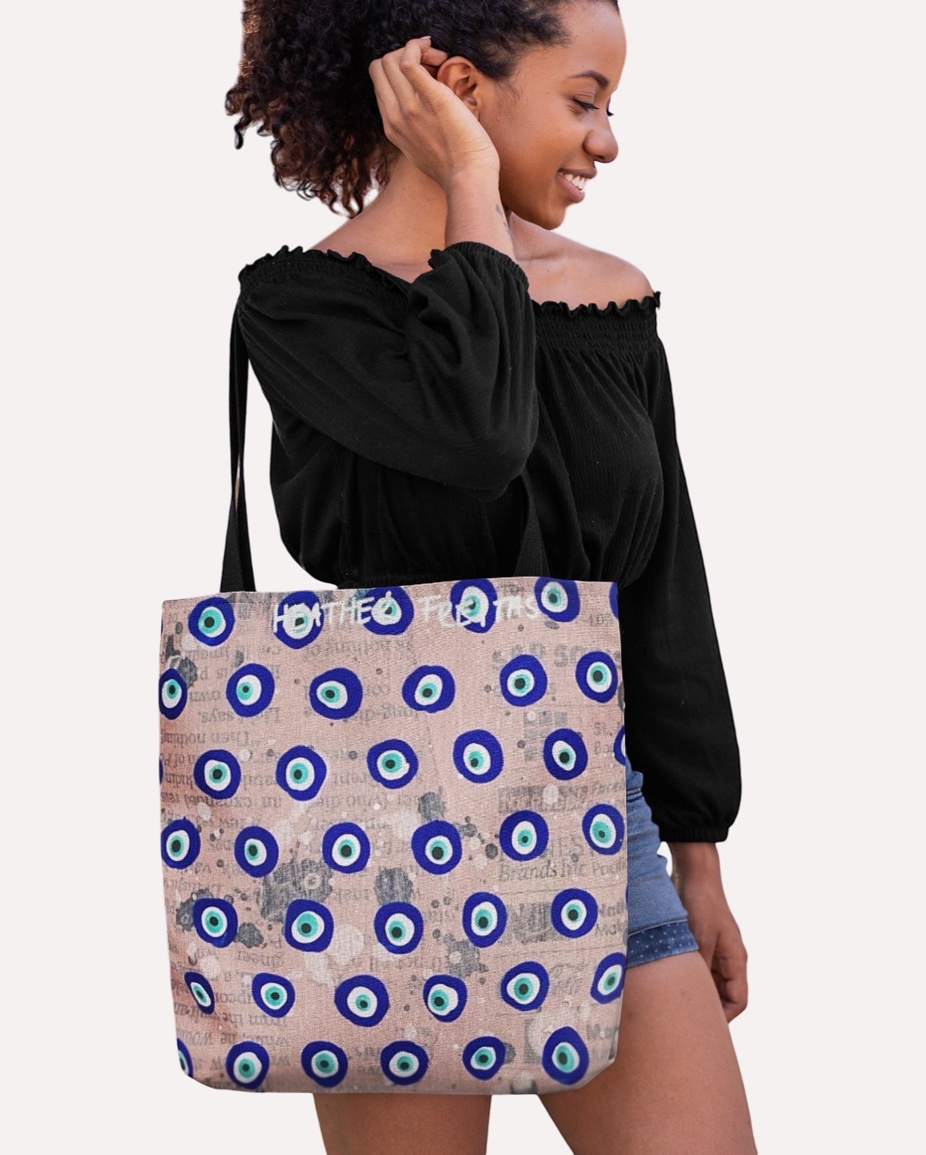 Dusty Pink Evil Eye Tote Bag