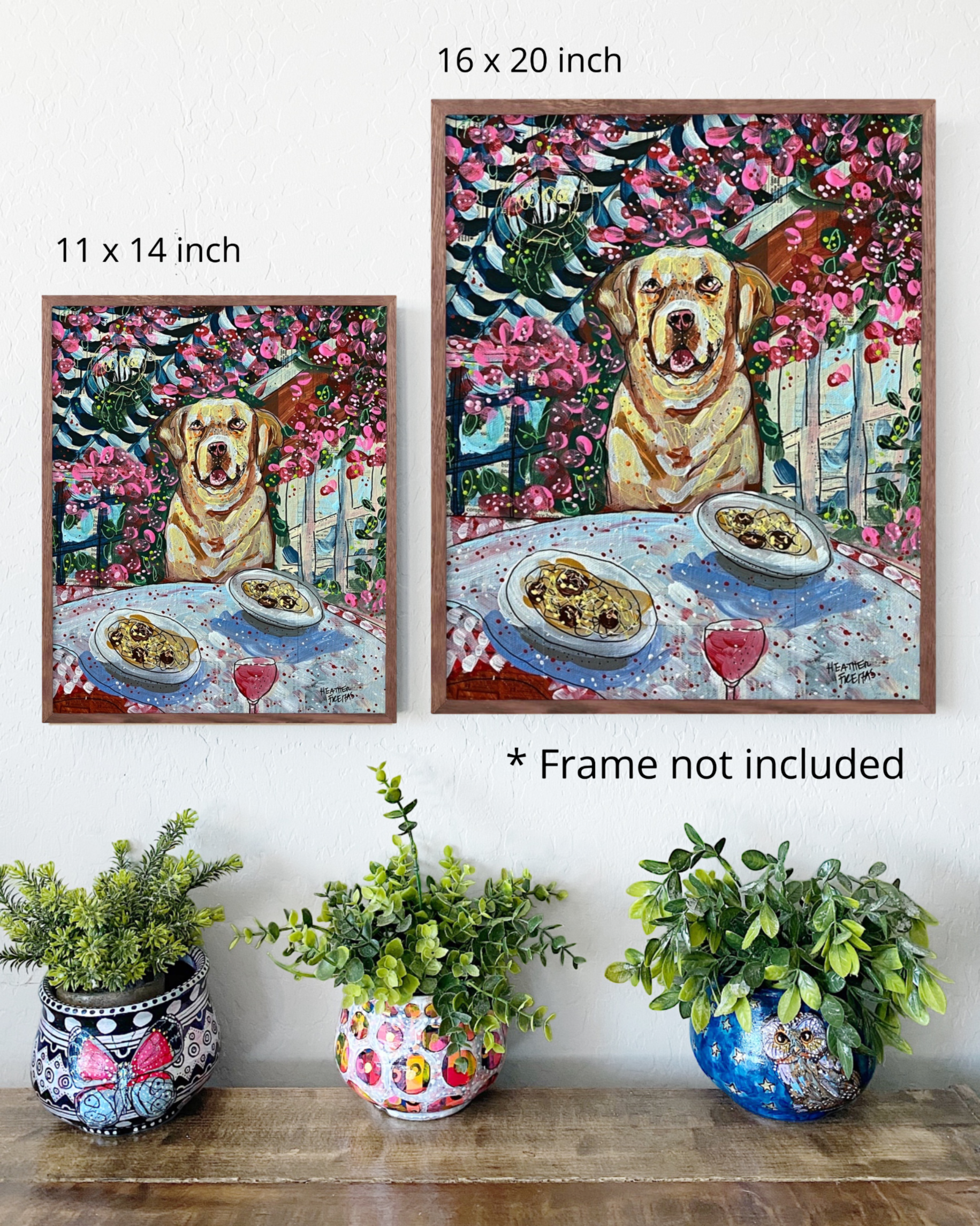 Yellow Labrador At Italian Restaurant - Limited Edition Print