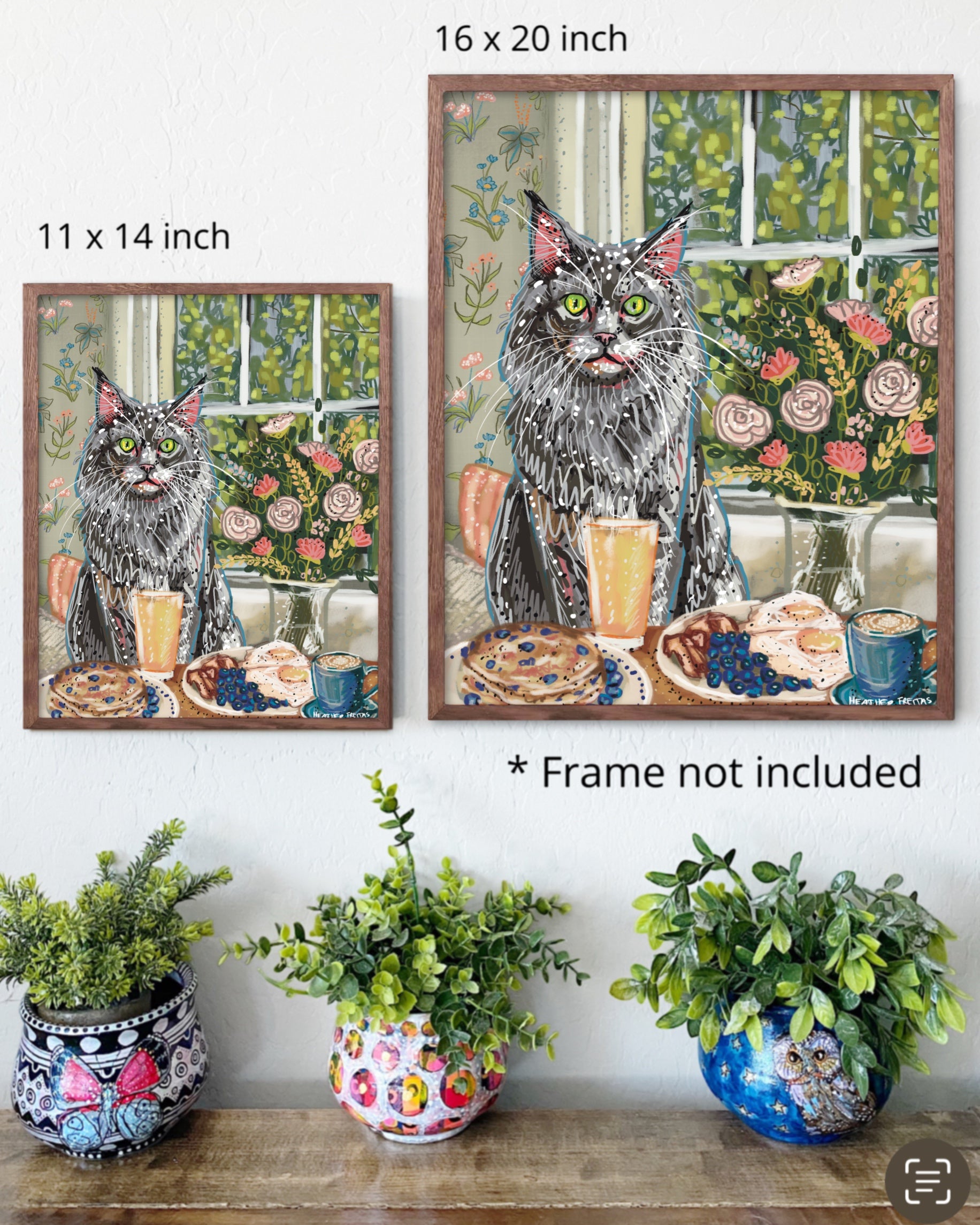 Build Your Own Fancy Feast Cat Art Print - Long Hair Grey