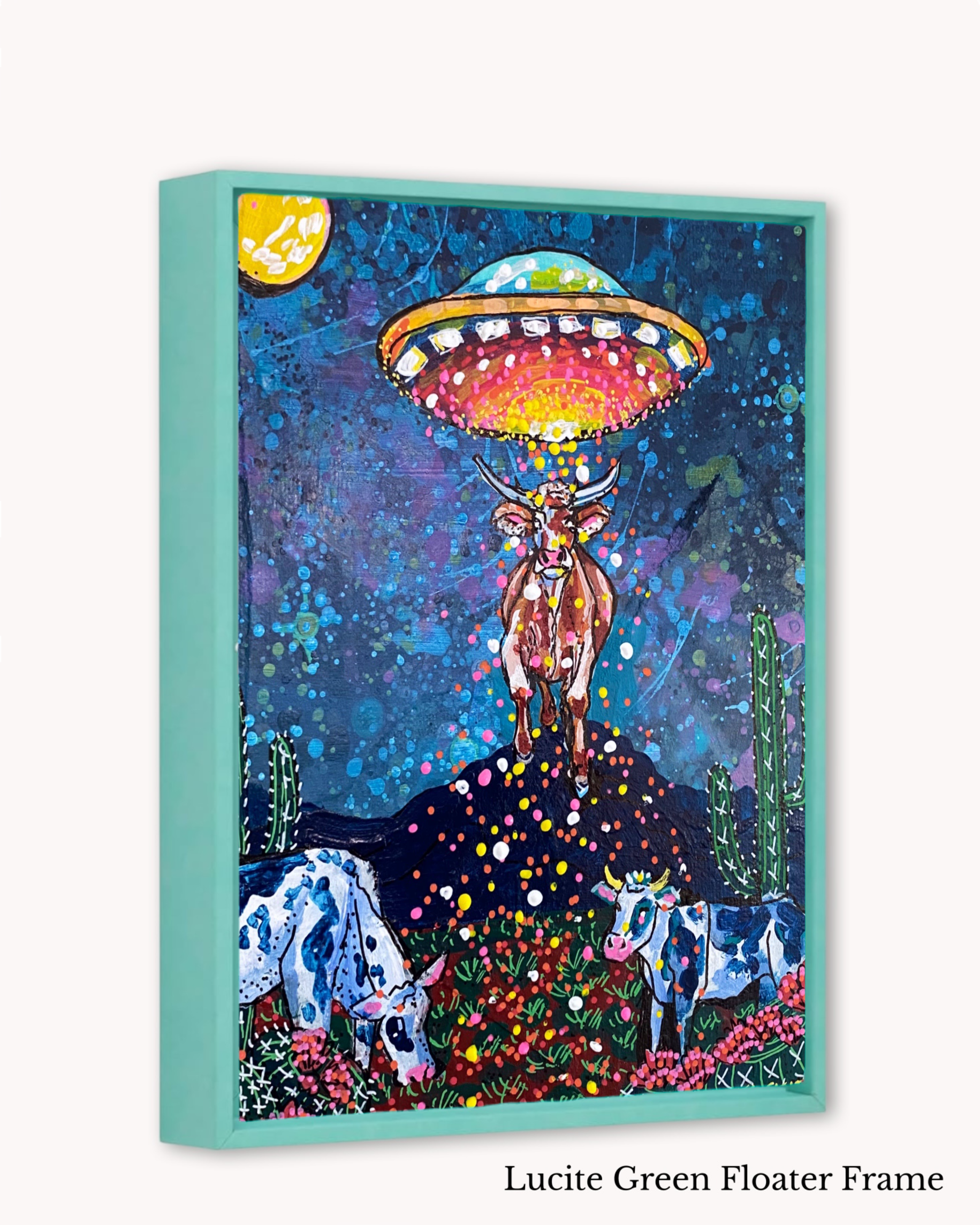 Desert Cow UFO Abduction ( Original Painting )