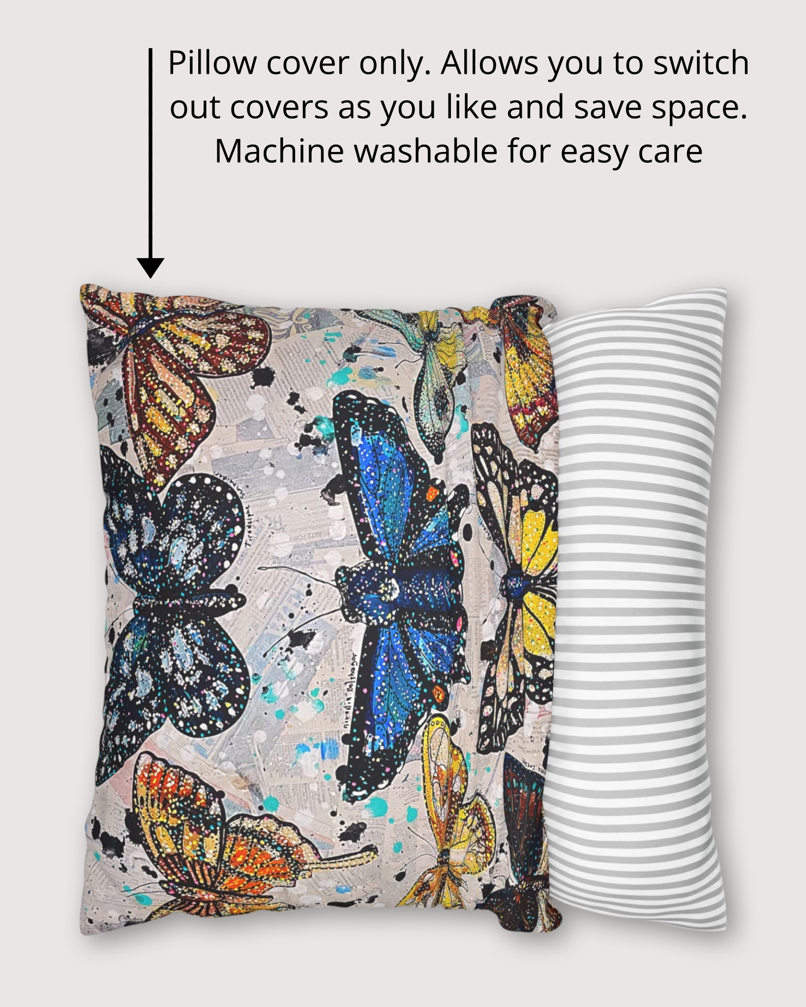 Cascades Butterfly Faux Suede Pillowcase