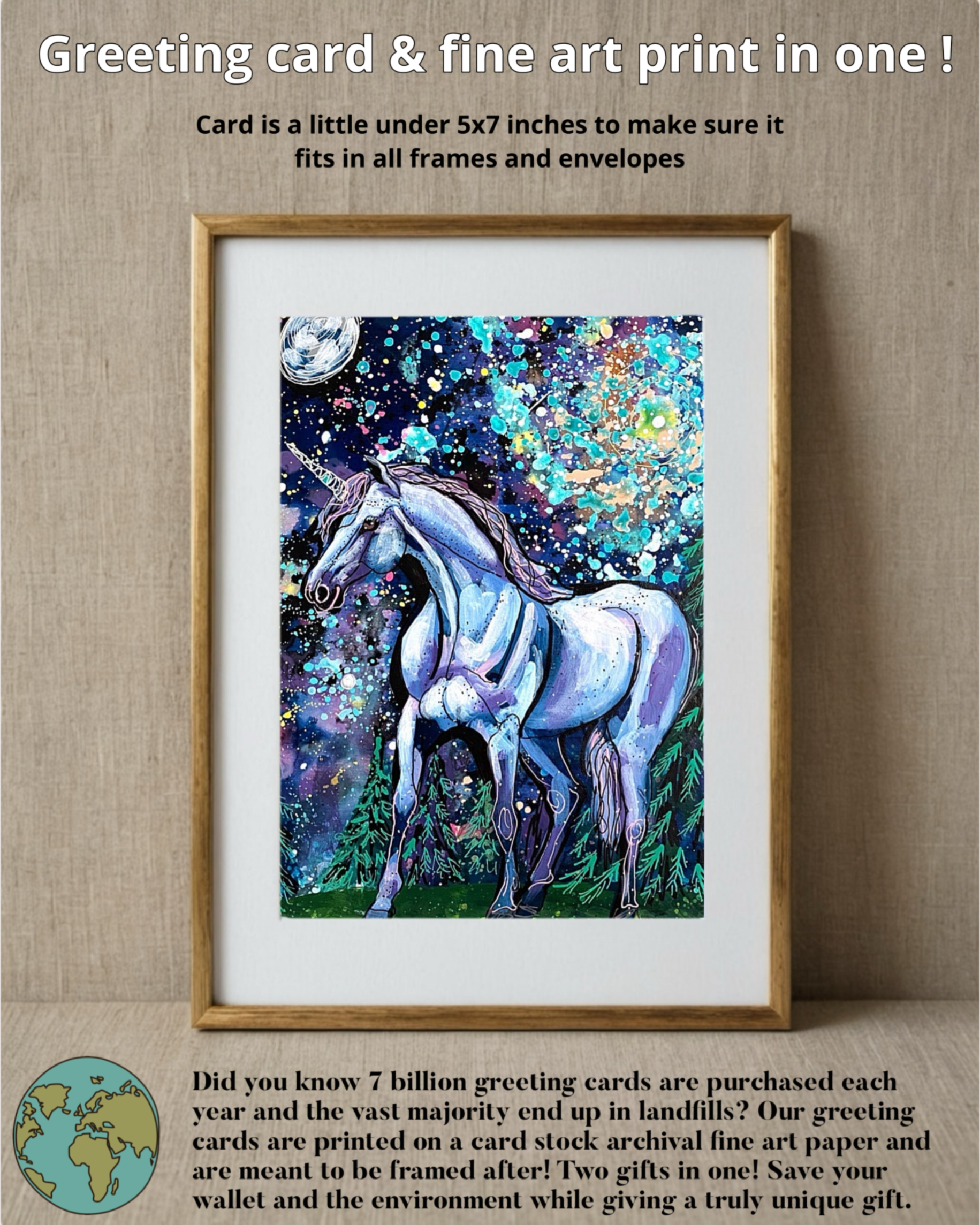 Unicorns - Limited Edition Fine Art Greeting Card 9 pack