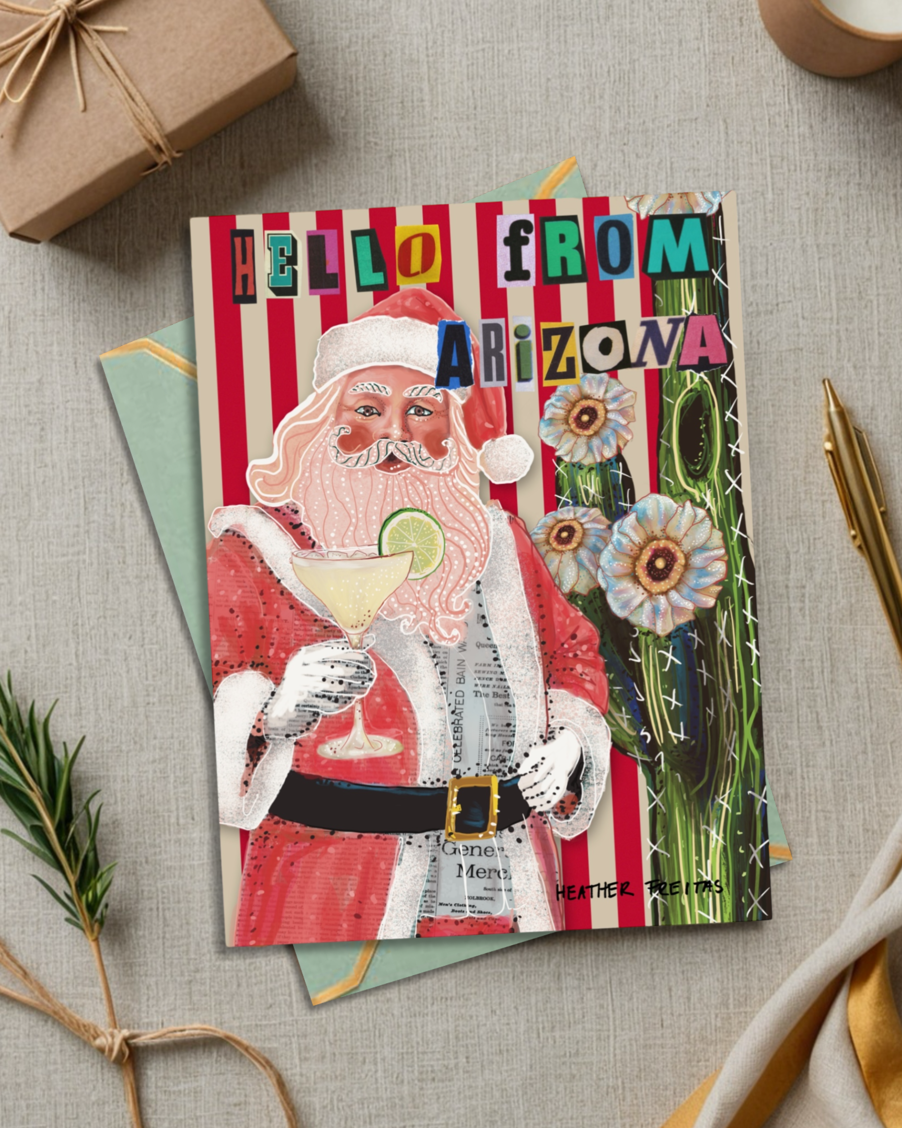 Arizona Christmas Santa Greeting Card / Fine Art Print