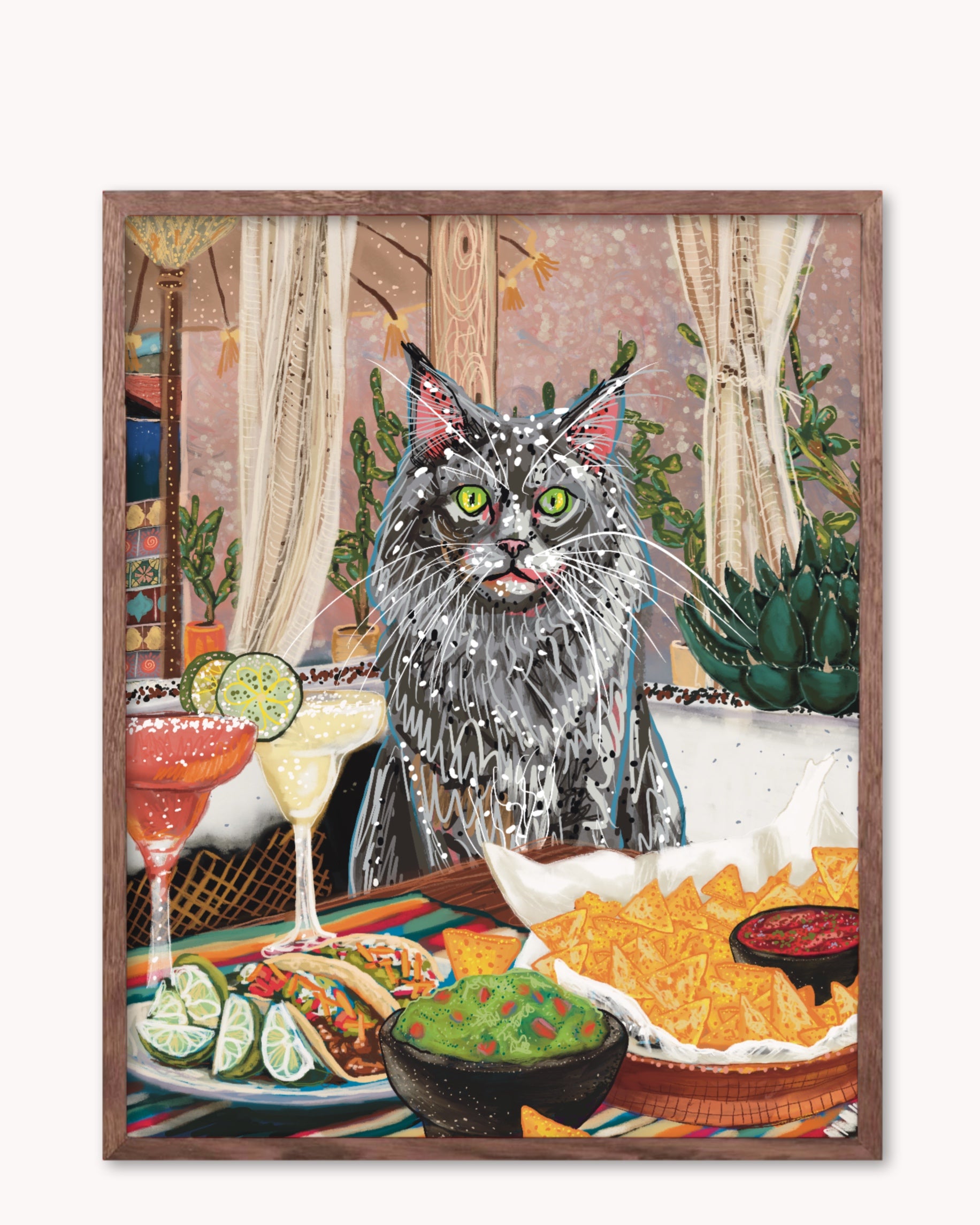 Build Your Own Fancy Feast Cat Art Print - Long Hair Grey