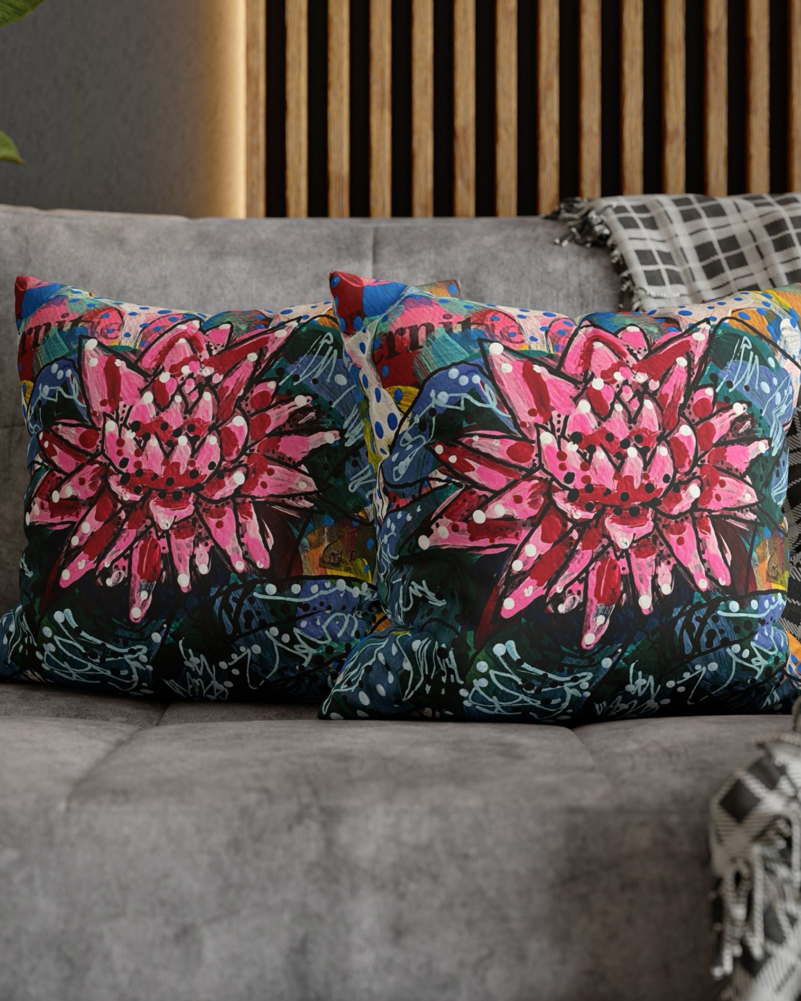 Bromeliad Floral Faux Suede Pillowcase