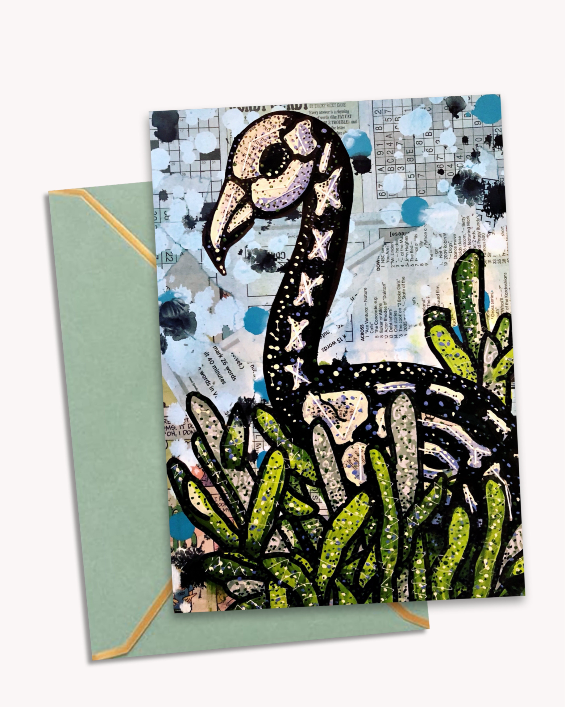 Skeleton Flamingo - Limited Edition Greeting Card / Fine Art Print