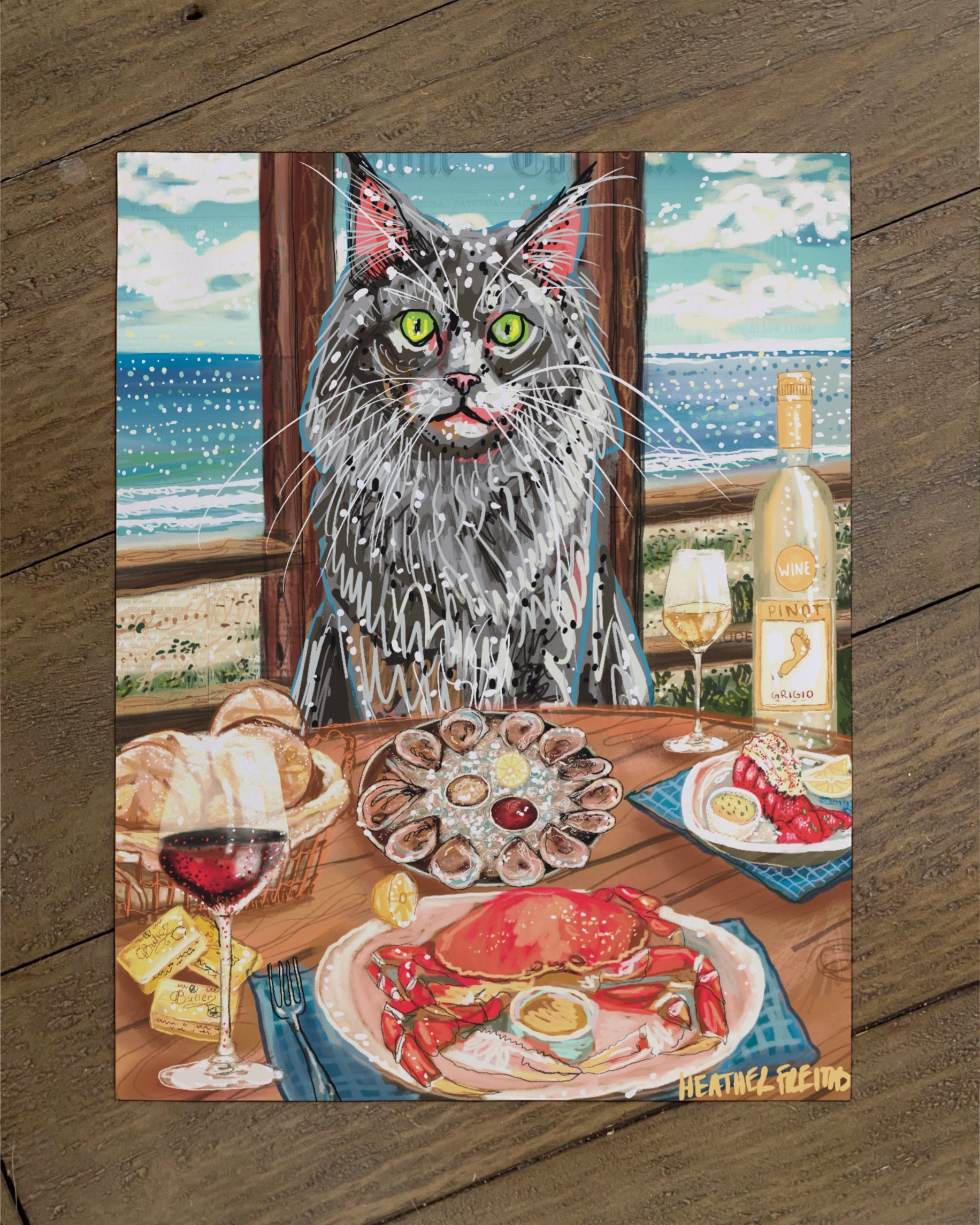 Build Your Own Fancy Feast Cat Art Print - Long Hair Grey