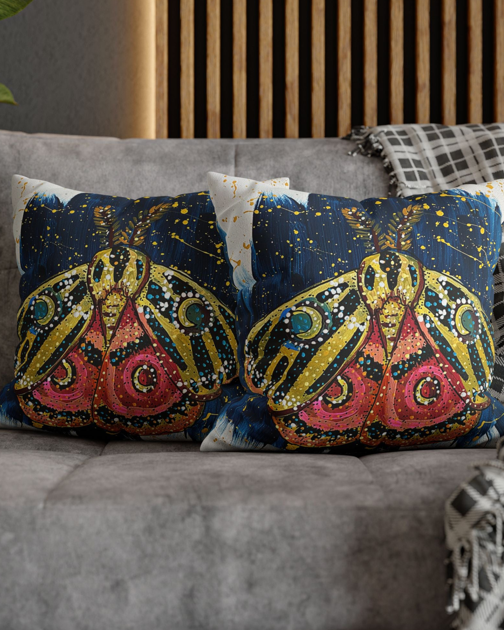 Moon Moth Faux Suede Pillowcase